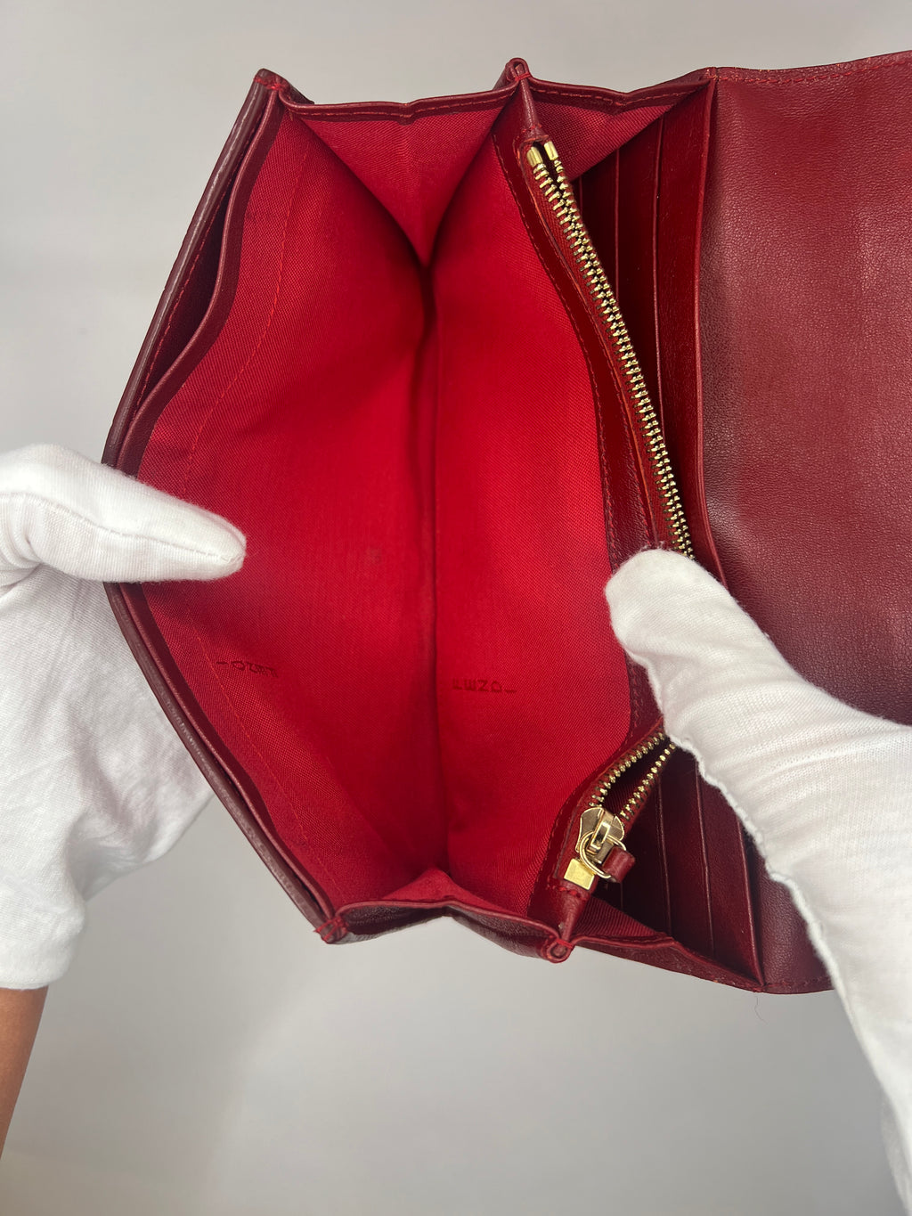 Fendi Zucchino Continental Patent Leather Red Wallet