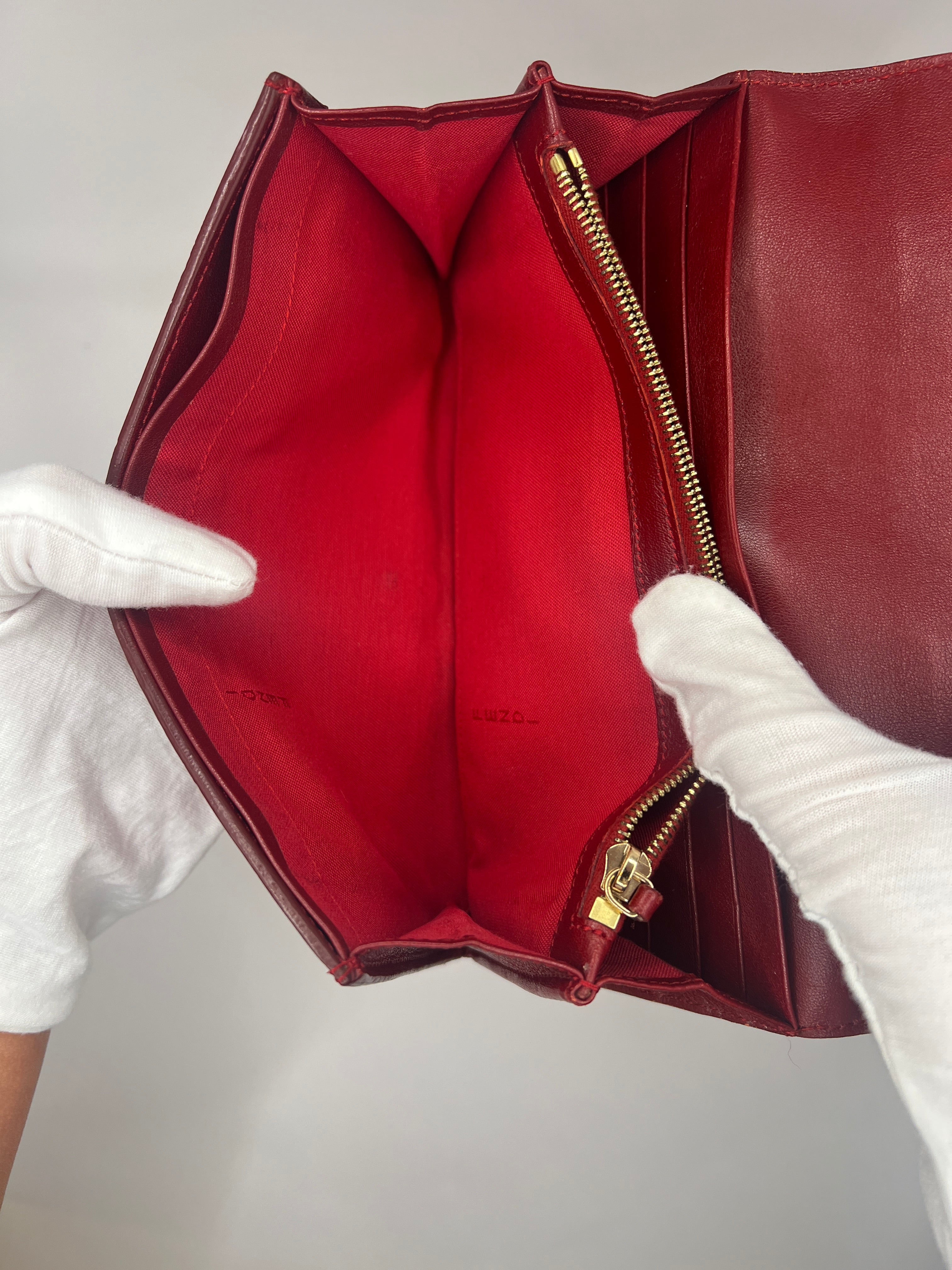 Fendi Zucchino Continental Patent Leather Red Wallet