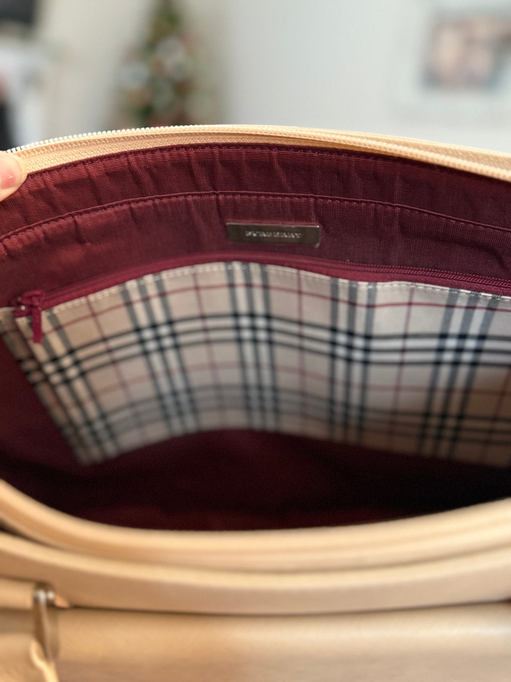 Burberry Beige Leather Tote Bag