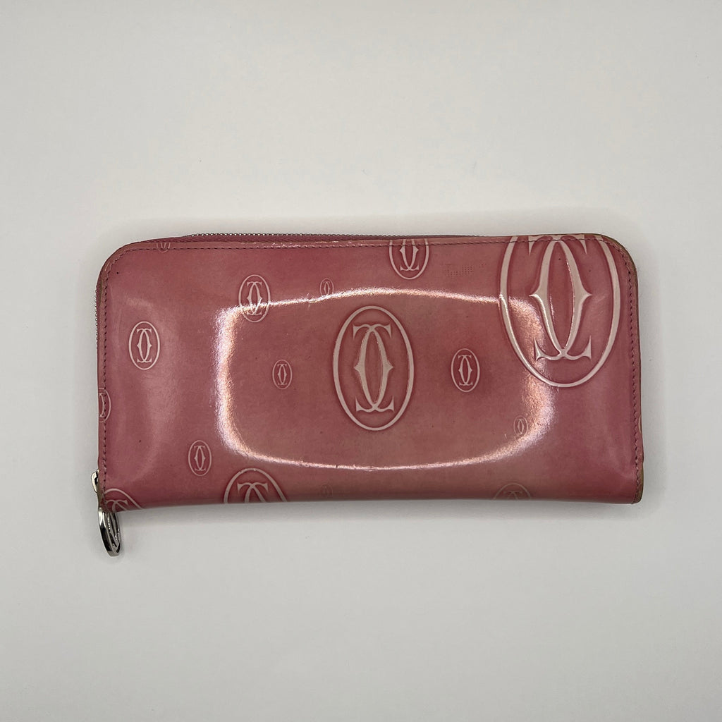 Cartier Patent Leather Happy Birthday Pink Continental Wallet