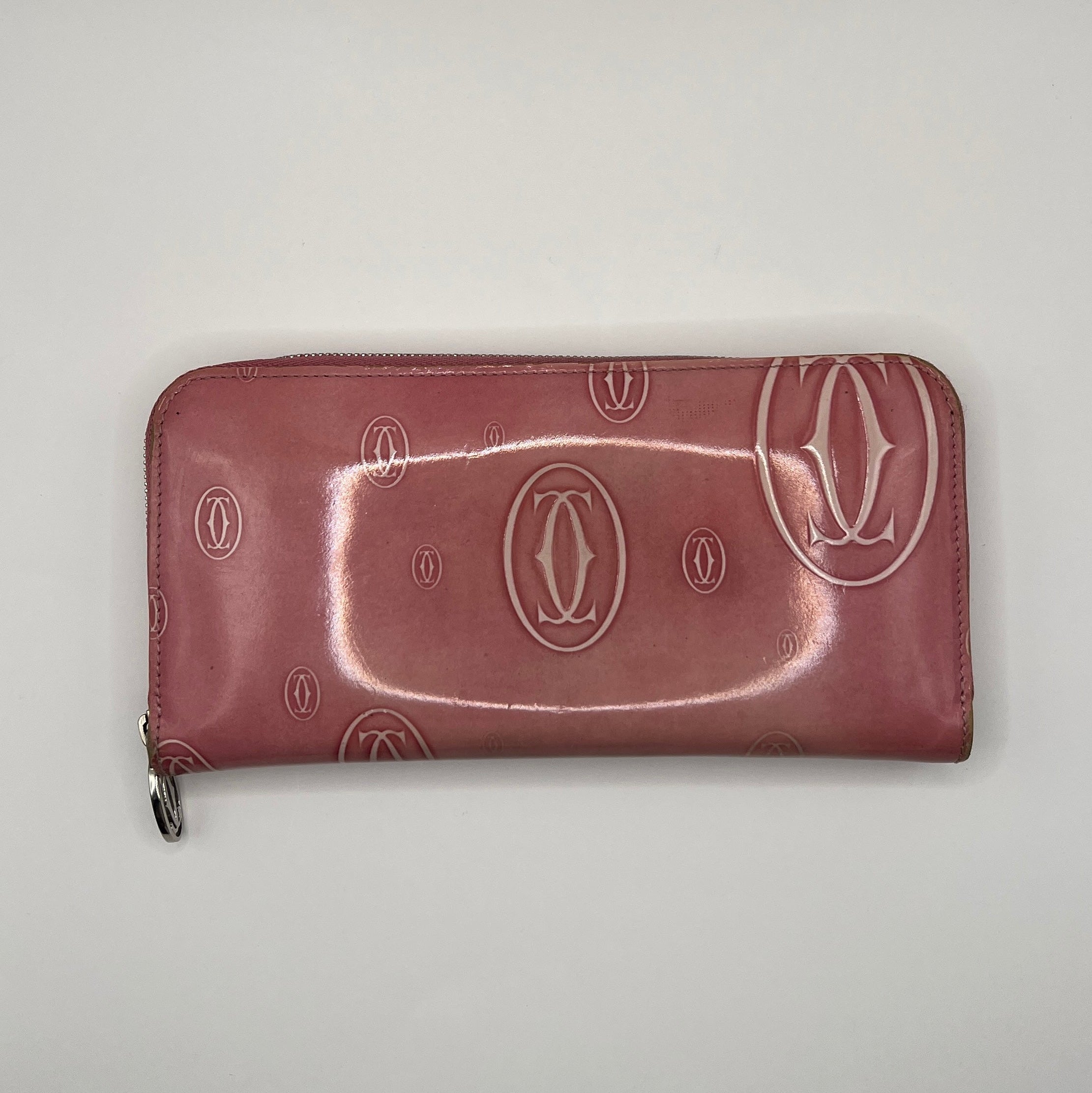 Cartier Patent Leather Happy Birthday Pink Continental Wallet