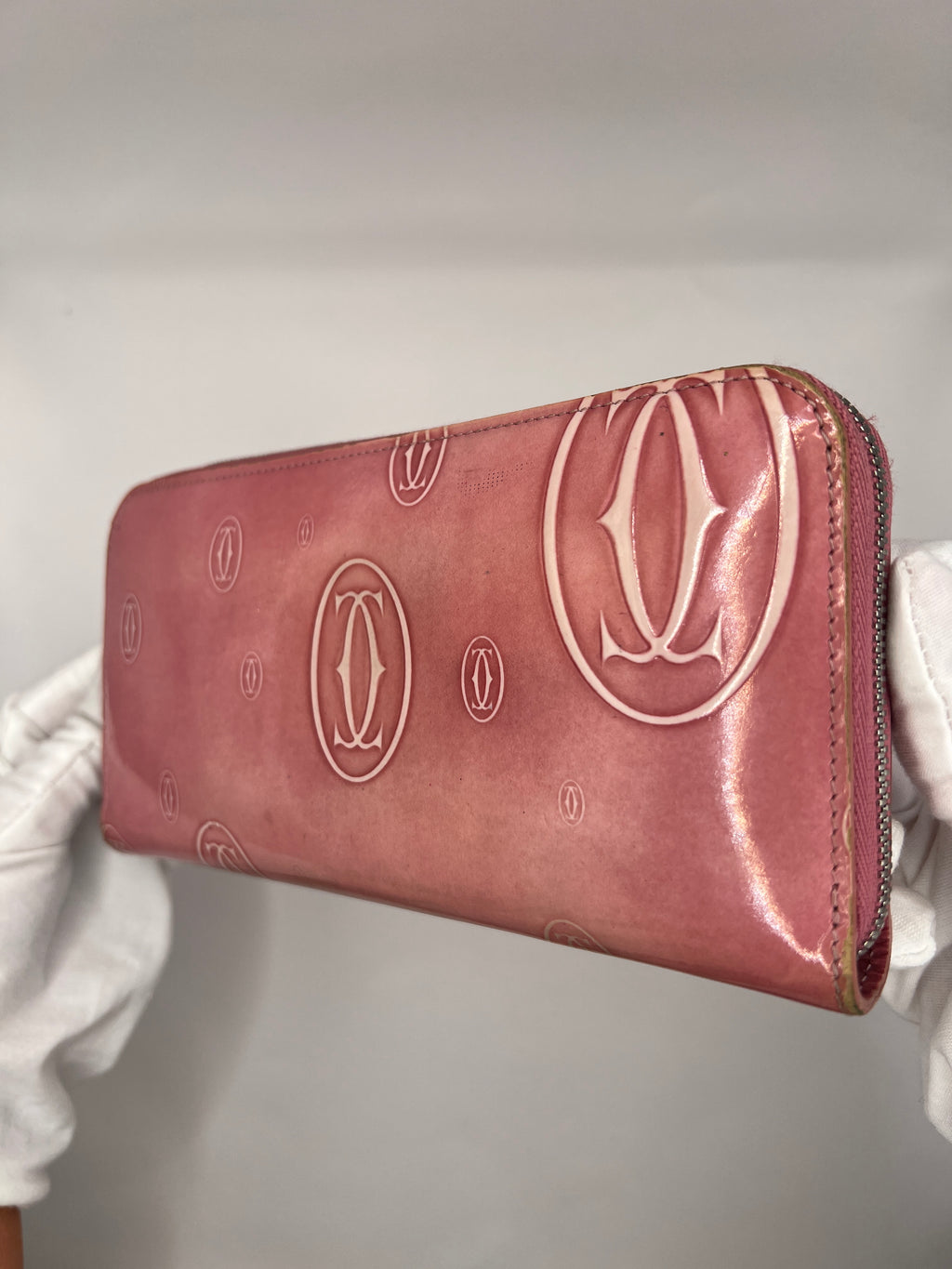 Cartier Patent Leather Happy Birthday Pink Continental Wallet