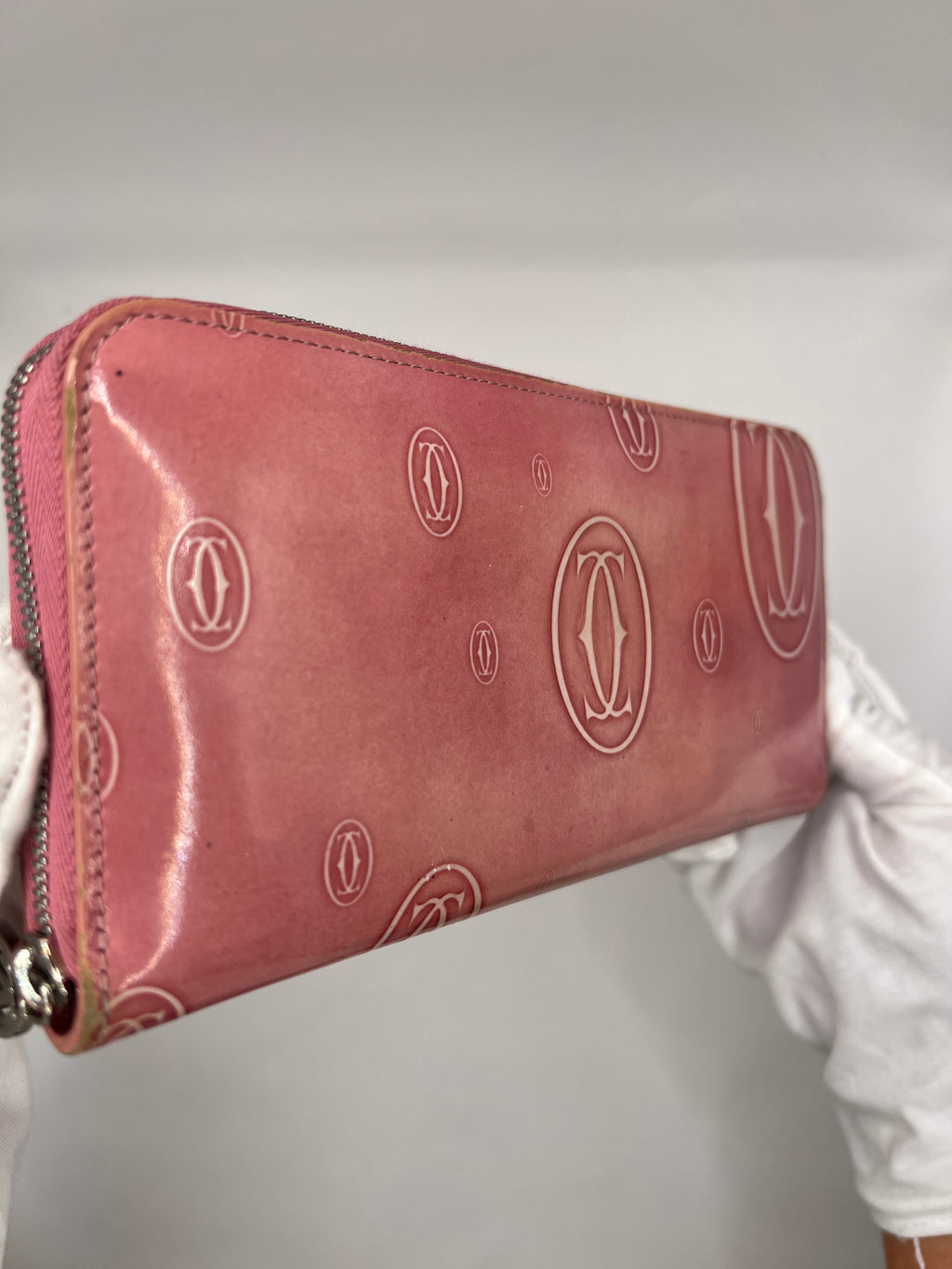 Cartier Patent Leather Happy Birthday Pink Continental Wallet
