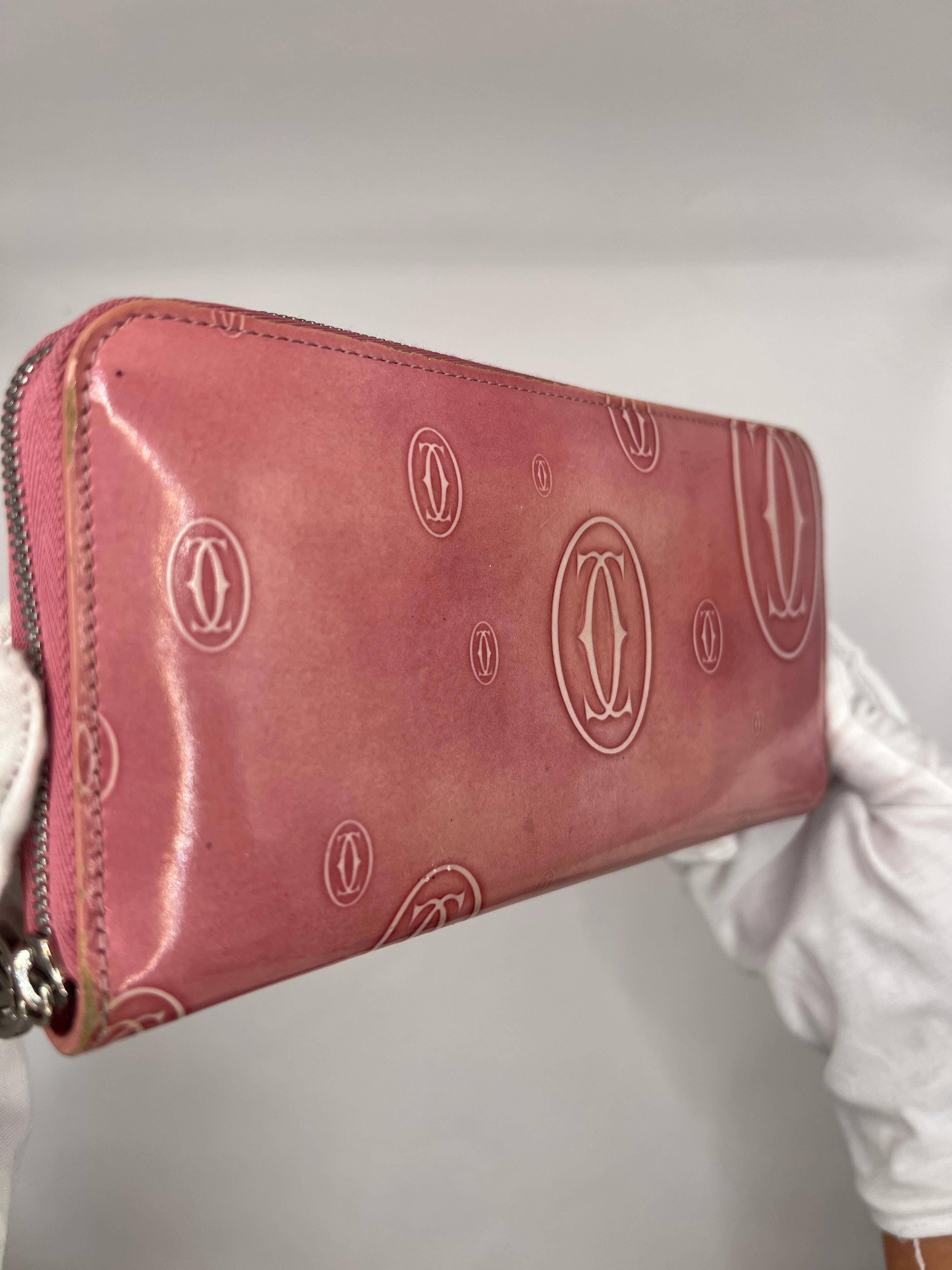 Cartier Patent Leather Happy Birthday Pink Continental Wallet