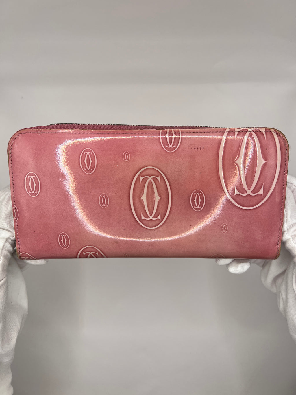 Cartier Patent Leather Happy Birthday Pink Continental Wallet