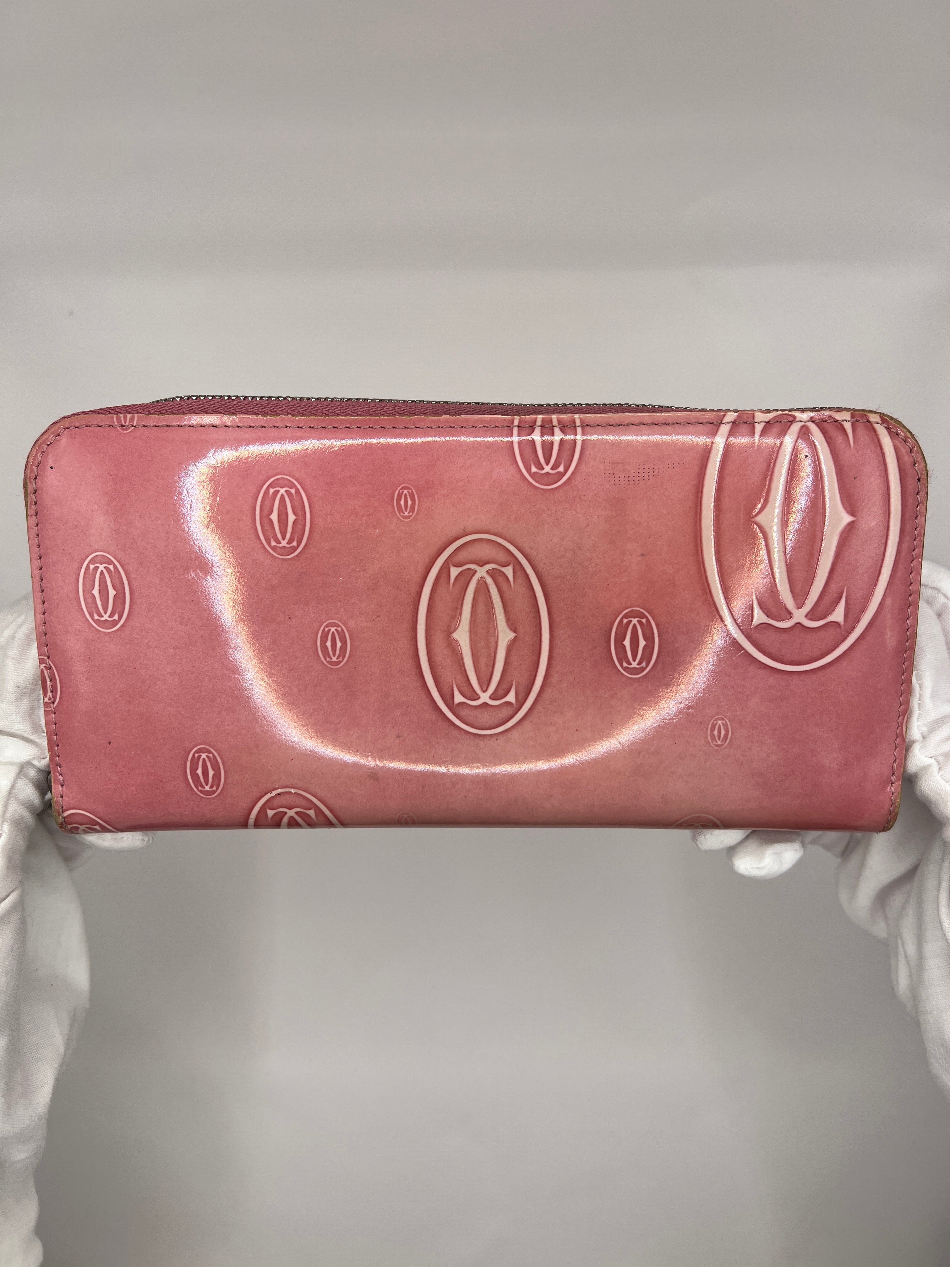 Cartier Patent Leather Happy Birthday Pink Continental Wallet