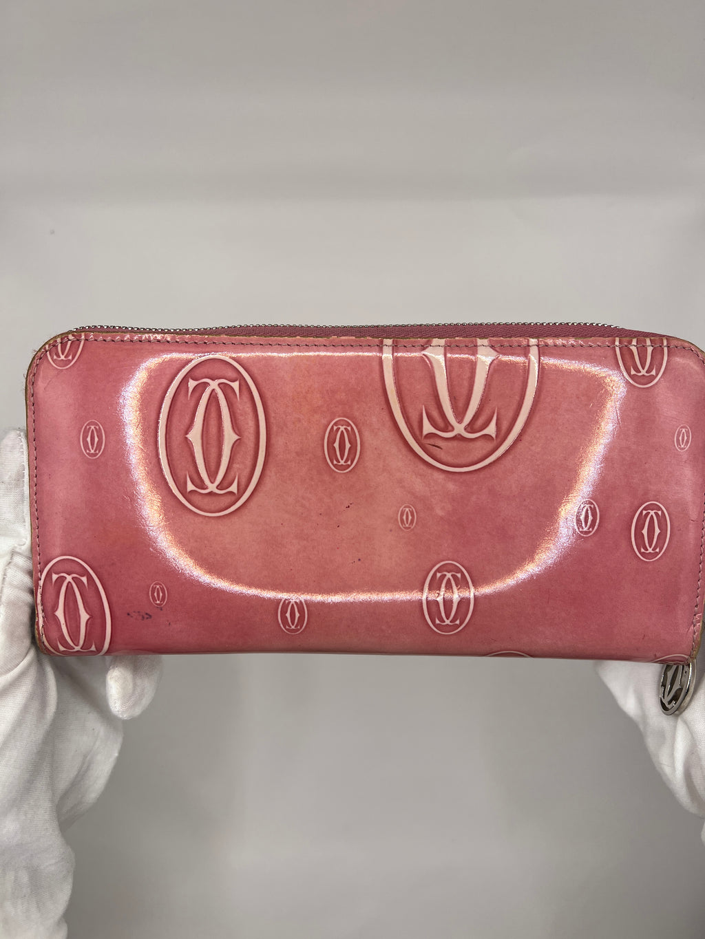 Cartier Patent Leather Happy Birthday Pink Continental Wallet