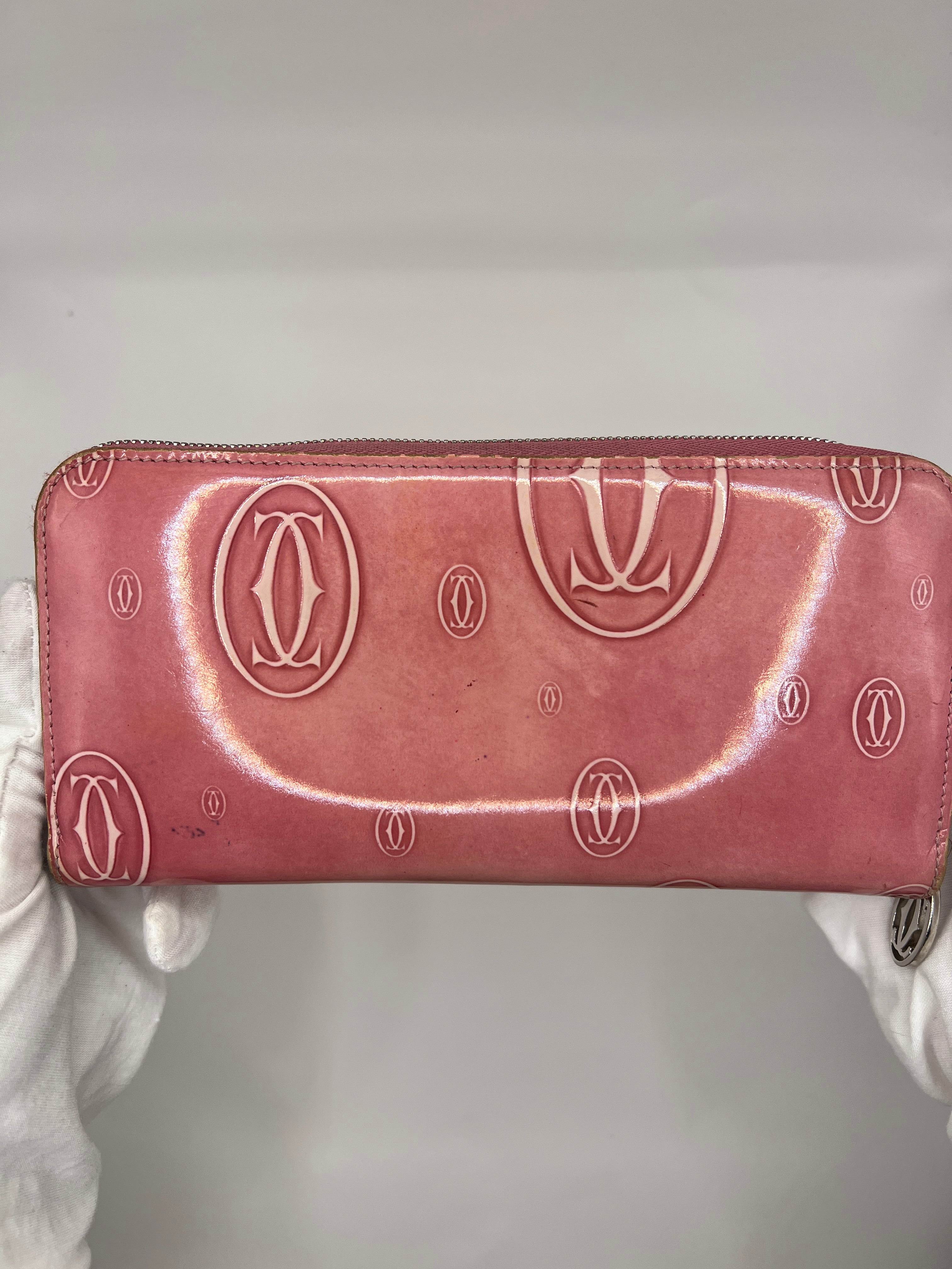 Cartier Patent Leather Happy Birthday Pink Continental Wallet