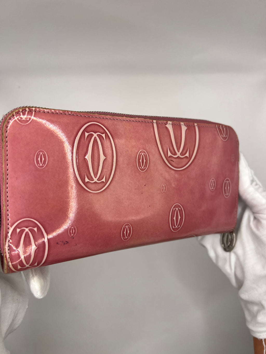Cartier Patent Leather Happy Birthday Pink Continental Wallet