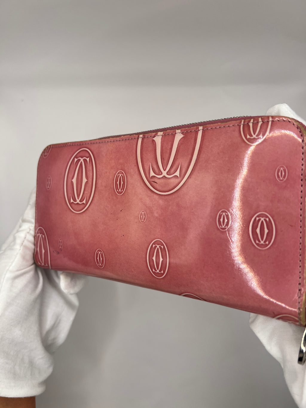 Cartier Patent Leather Happy Birthday Pink Continental Wallet