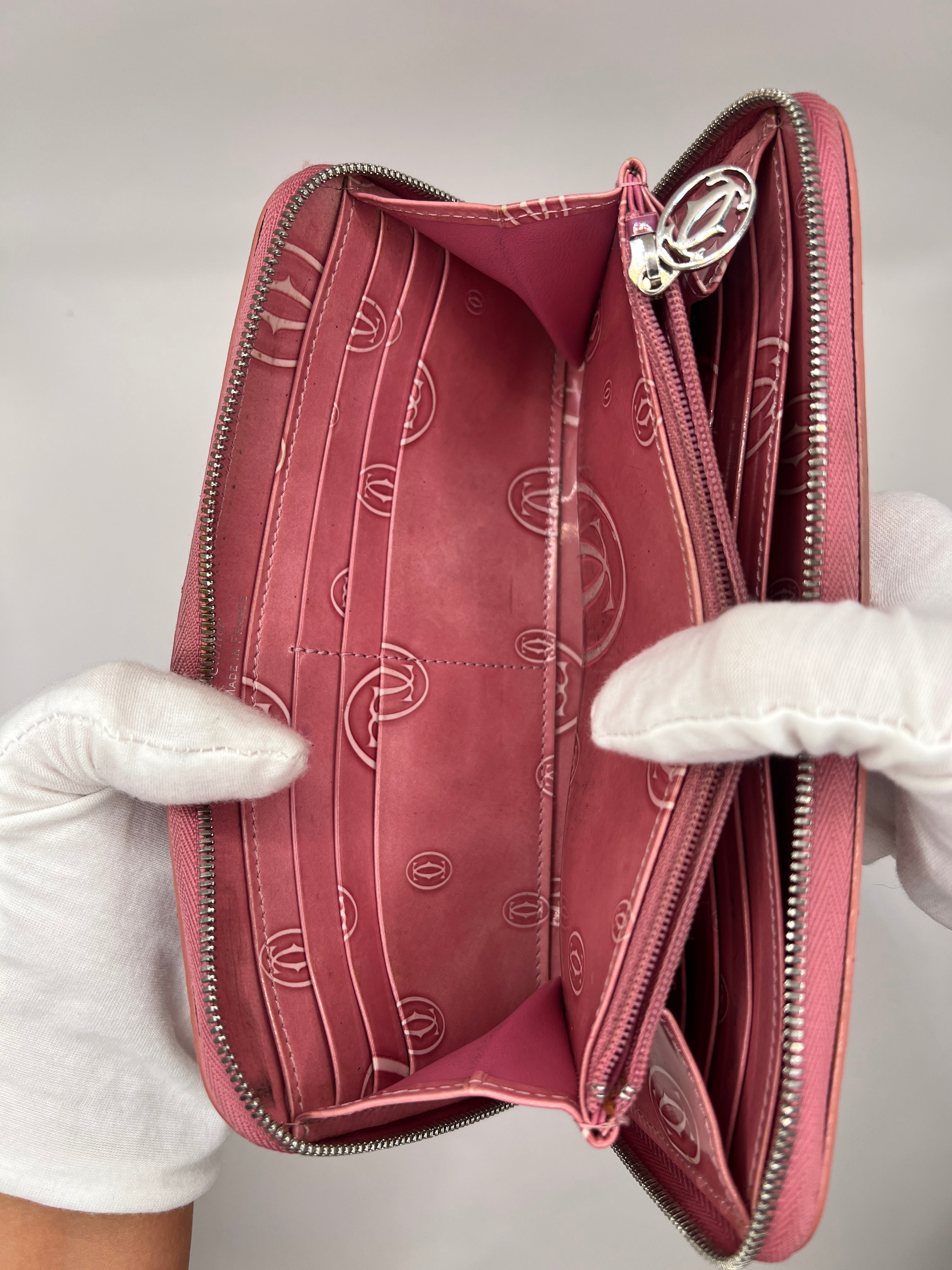 Cartier Patent Leather Happy Birthday Pink Continental Wallet