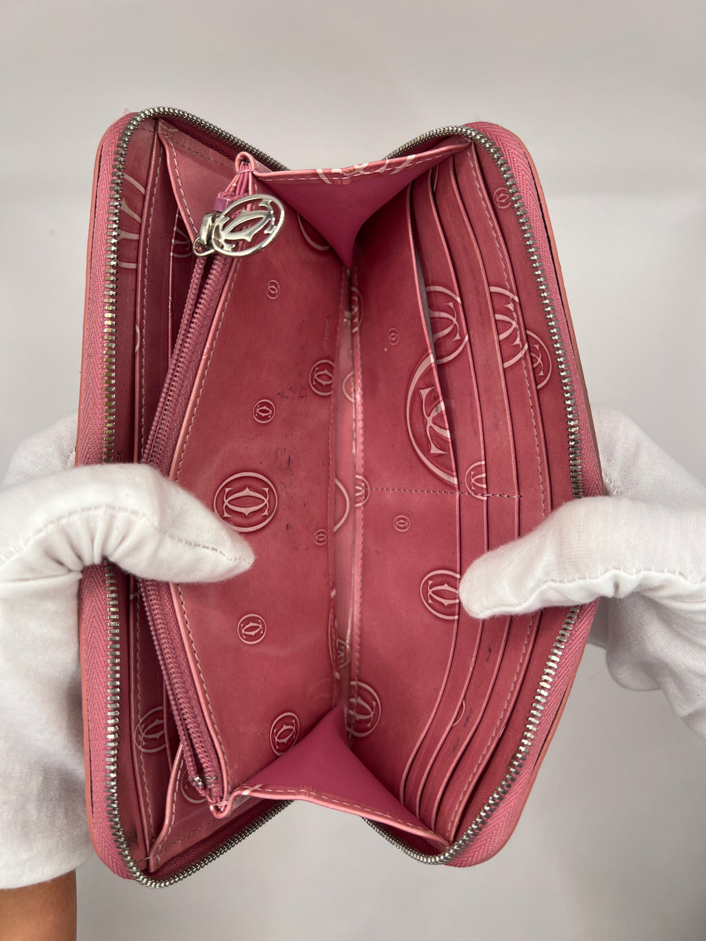 Cartier Patent Leather Happy Birthday Pink Continental Wallet