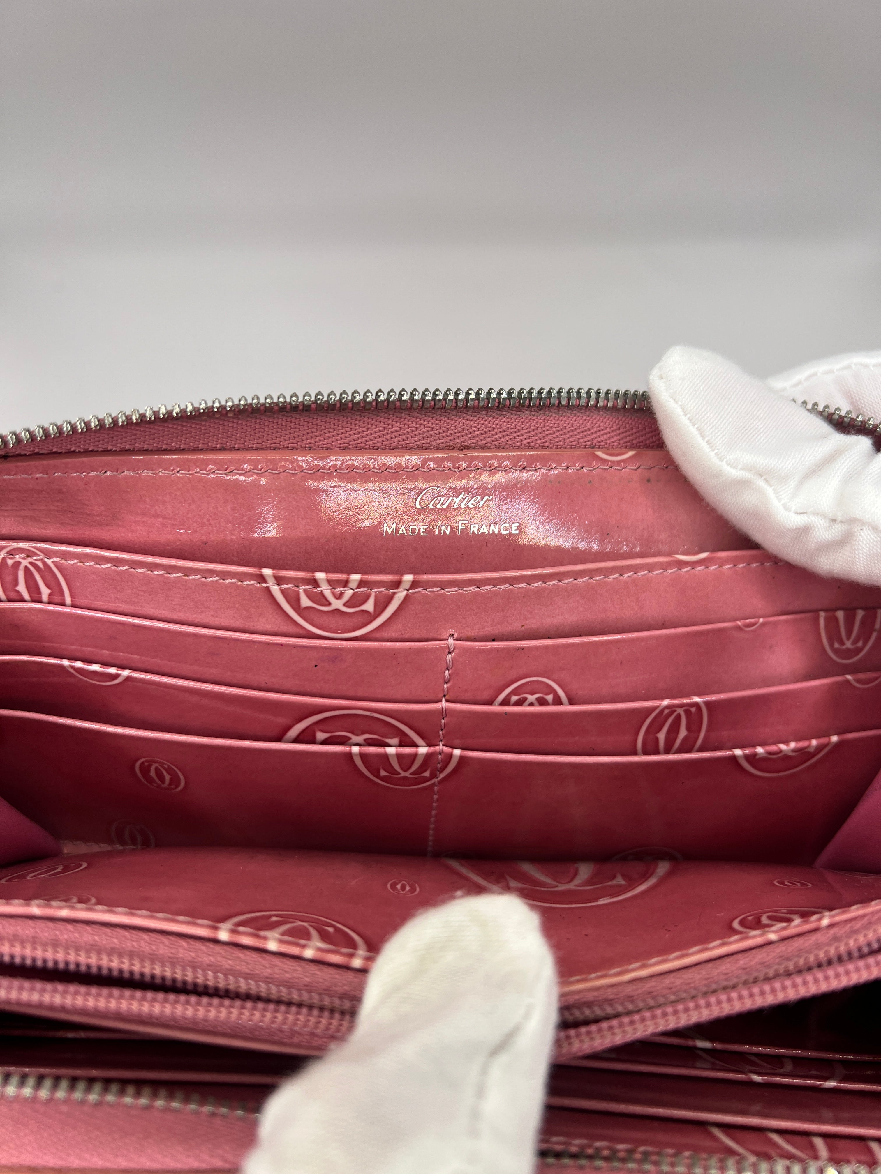 Cartier Patent Leather Happy Birthday Pink Continental Wallet