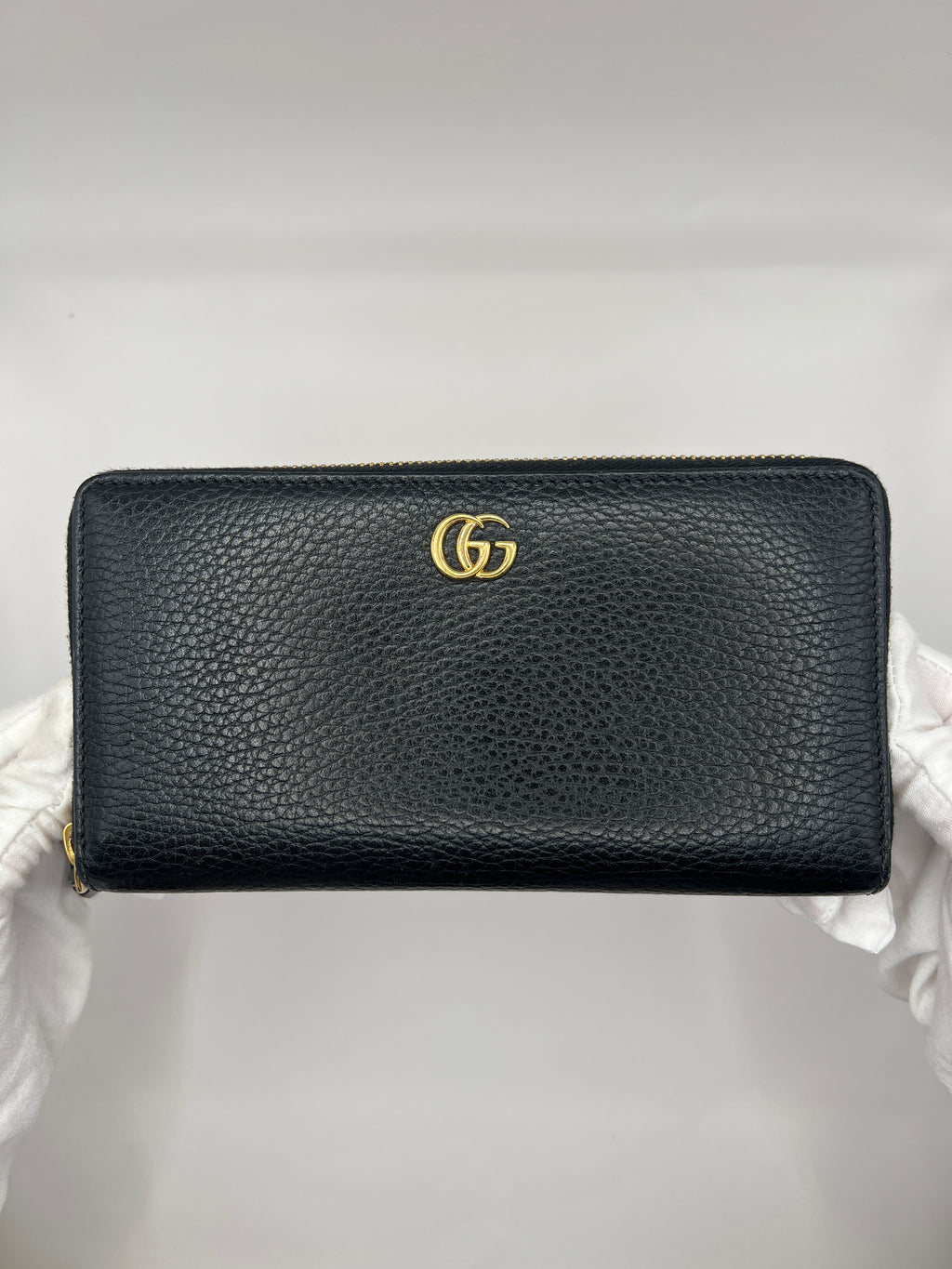 Gucci GG Zip-Around Wallet Black Pebbled Leather