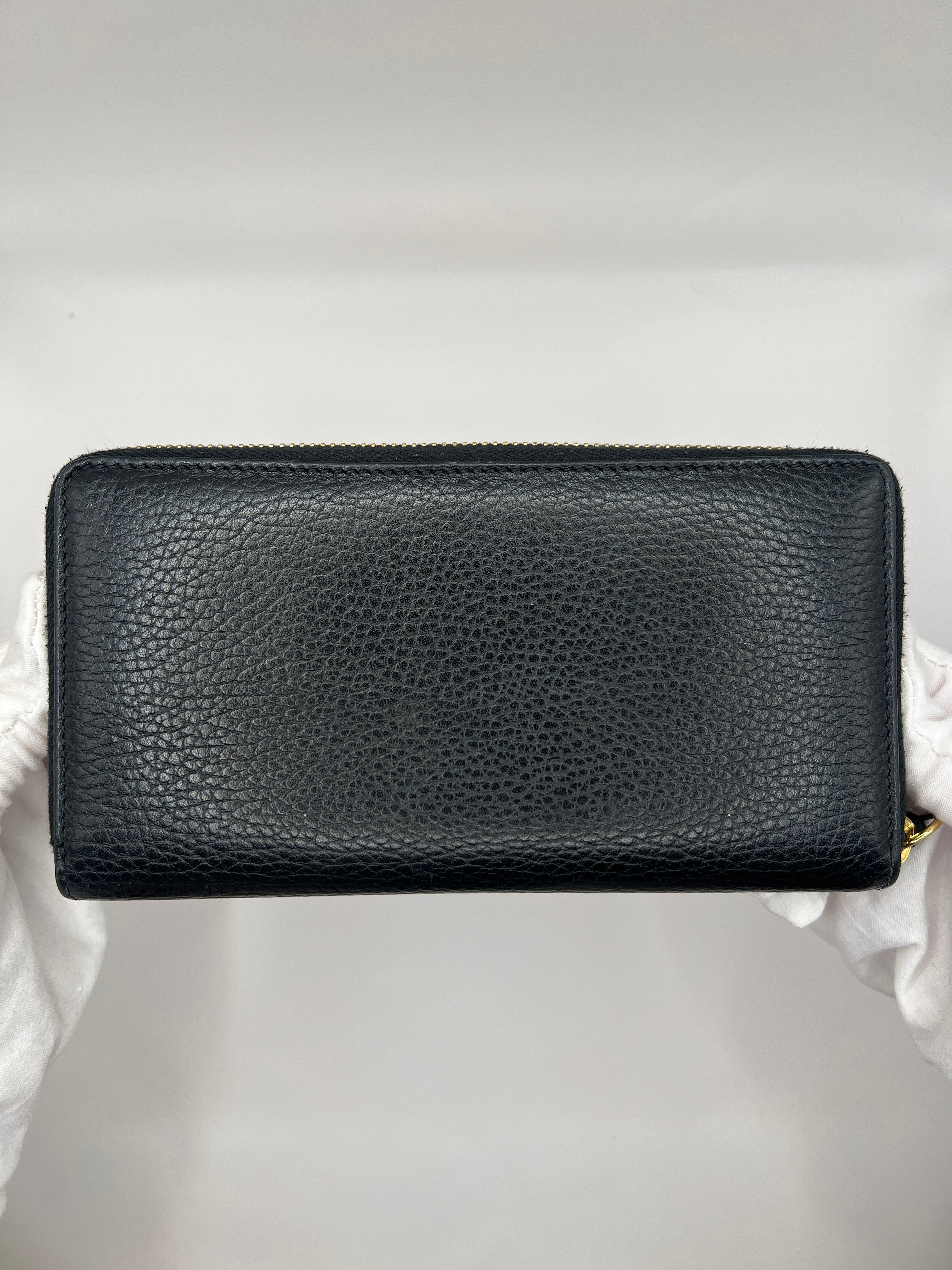 Gucci GG Zip-Around Wallet Black Pebbled Leather
