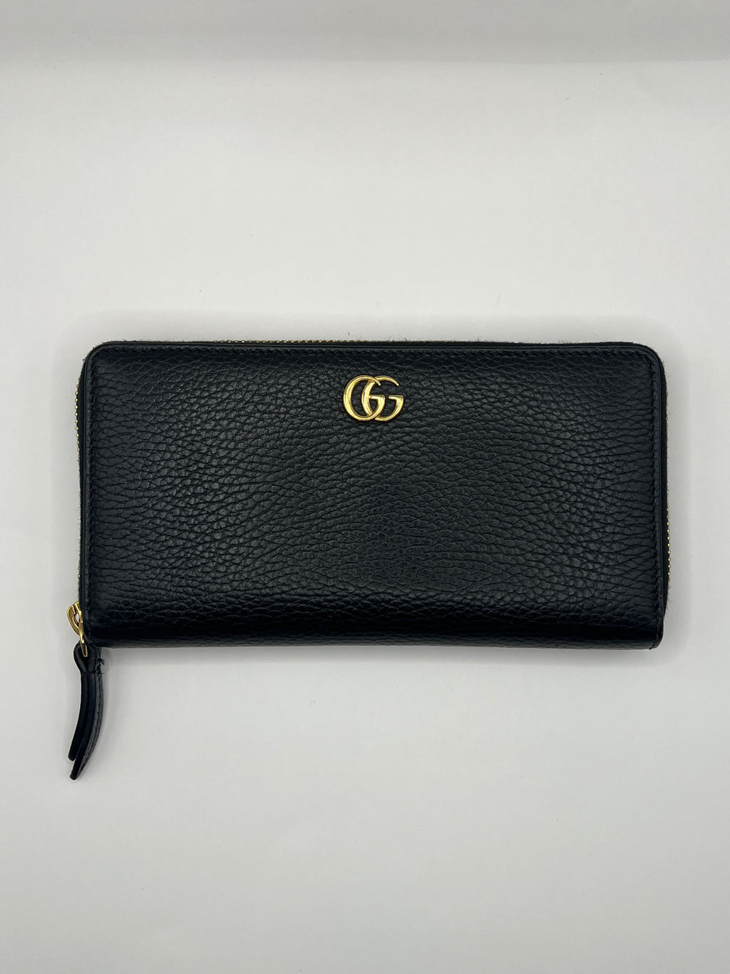 Gucci GG Zip-Around Wallet Black Pebbled Leather