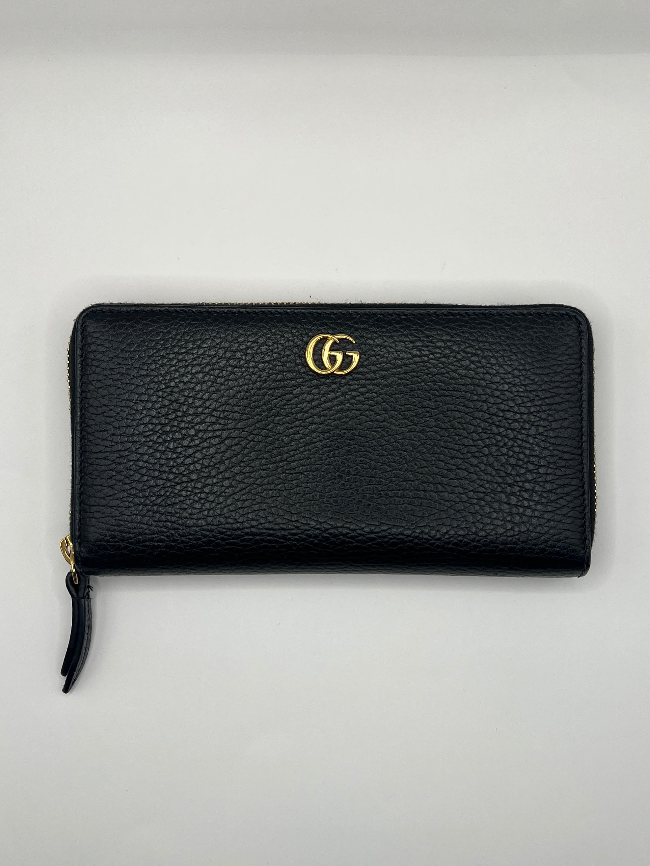 Gucci GG Zip-Around Wallet Black Pebbled Leather