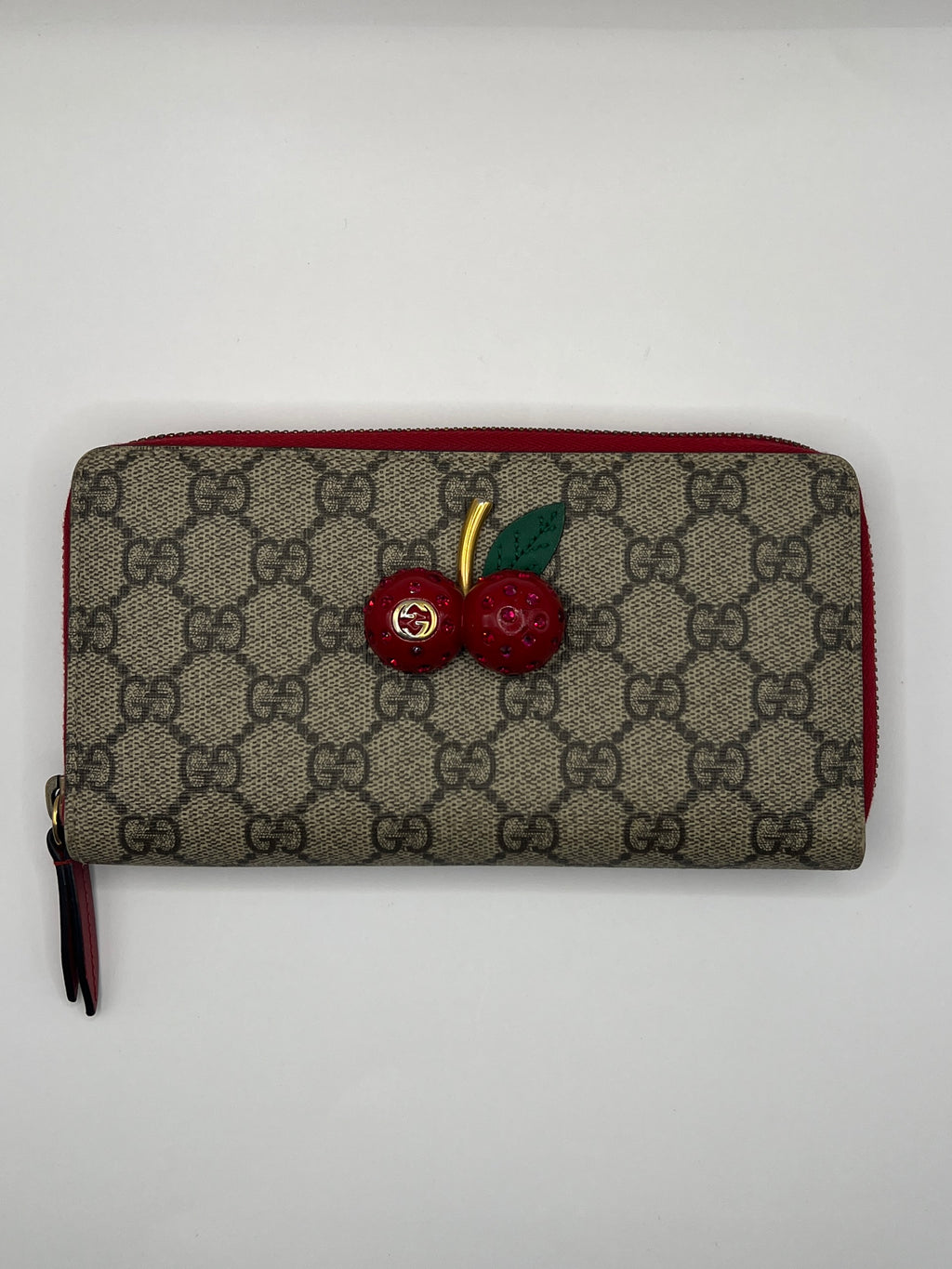 Gucci GG Supreme Cherry Zip-Around Long Wallet
