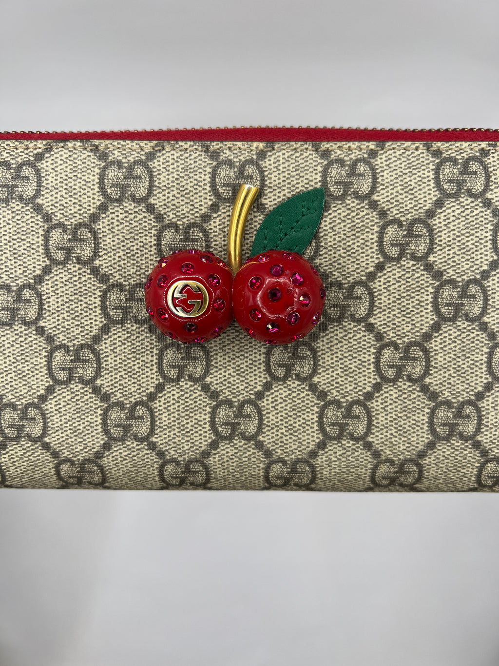 Gucci GG Supreme Cherry Zip-Around Long Wallet
