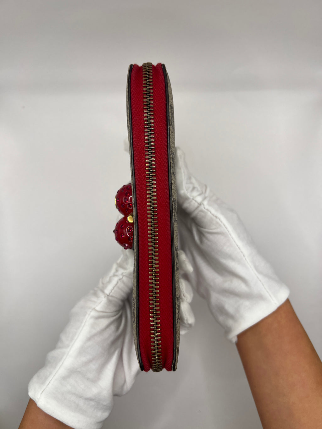 Gucci GG Supreme Cherry Zip-Around Long Wallet