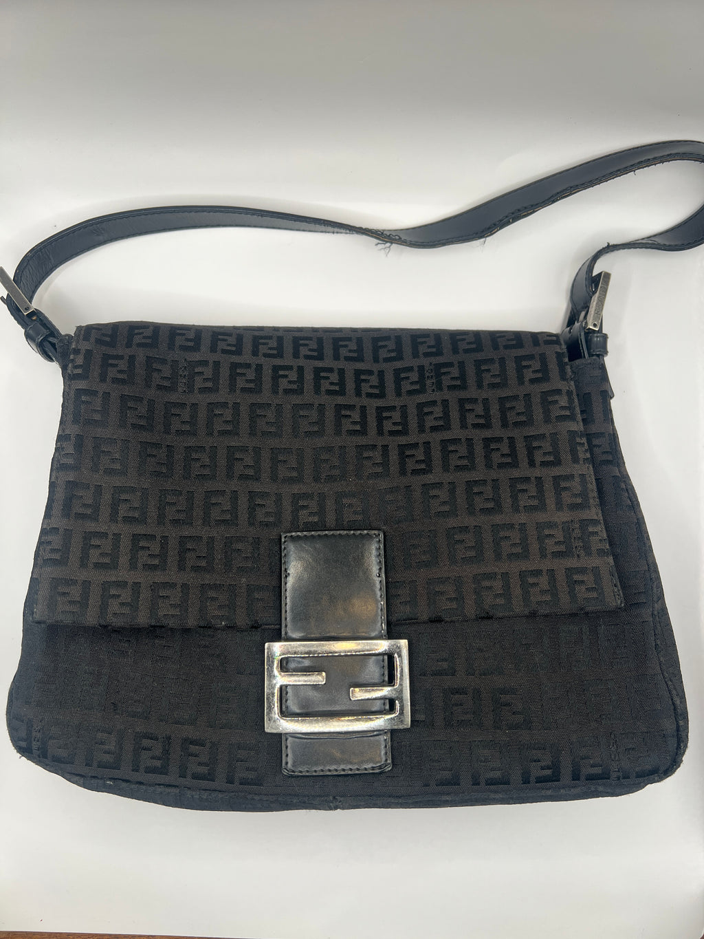 Fendi Zucchino Mama Baguette Black