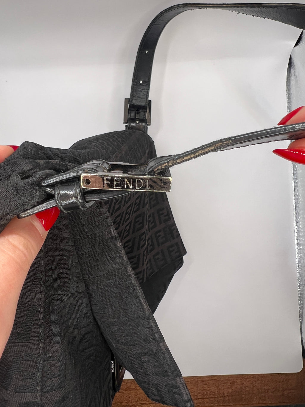 Fendi Zucchino Mama Baguette Black