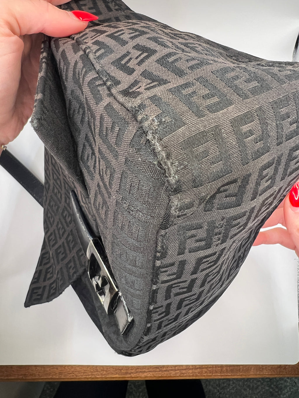 Fendi Zucchino Mama Baguette Black