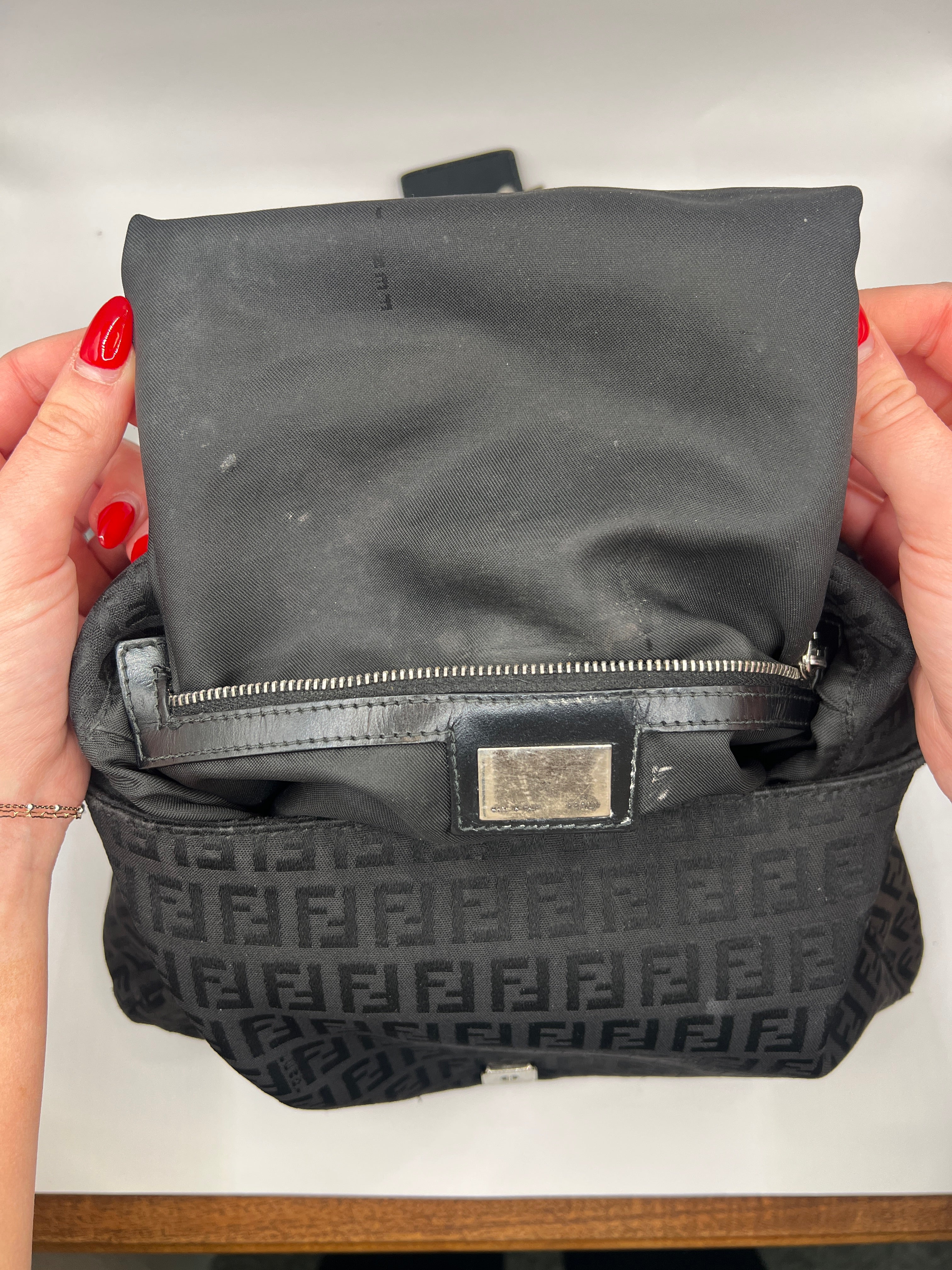 Fendi Zucchino Mama Baguette Black