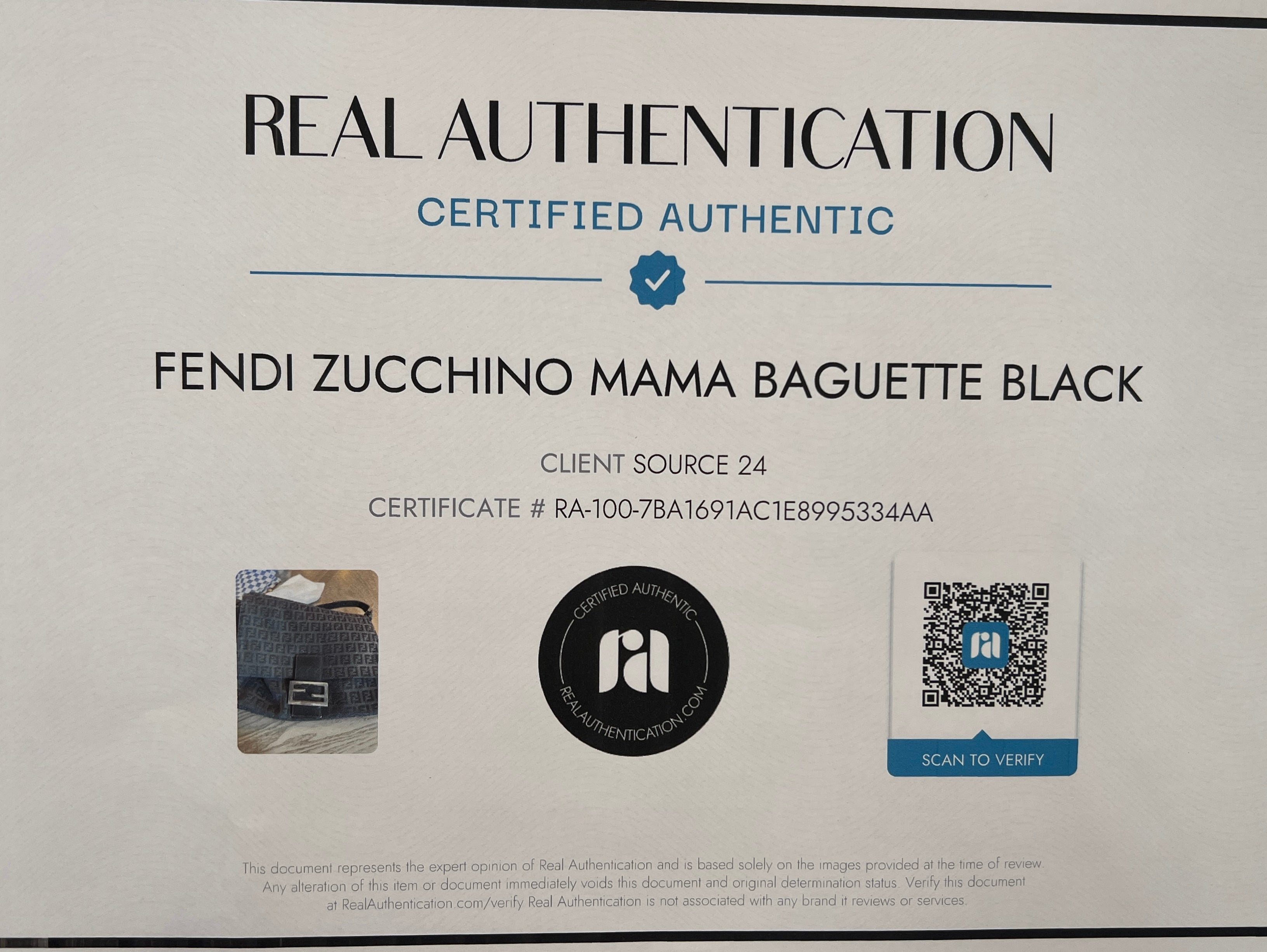 Fendi Zucchino Mama Baguette Black
