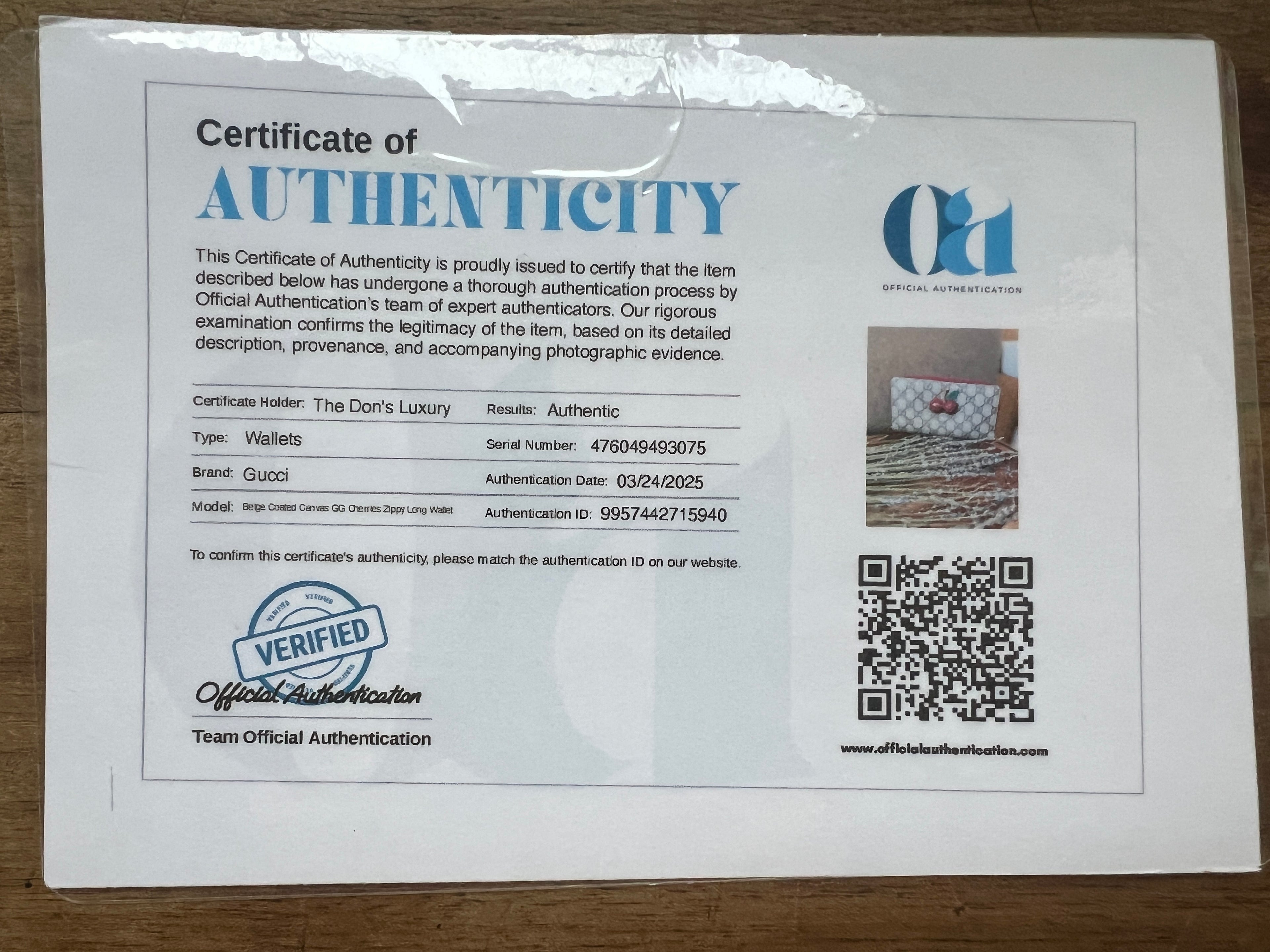 Gucci GG Supreme Cherry Zip-Around Long Wallet