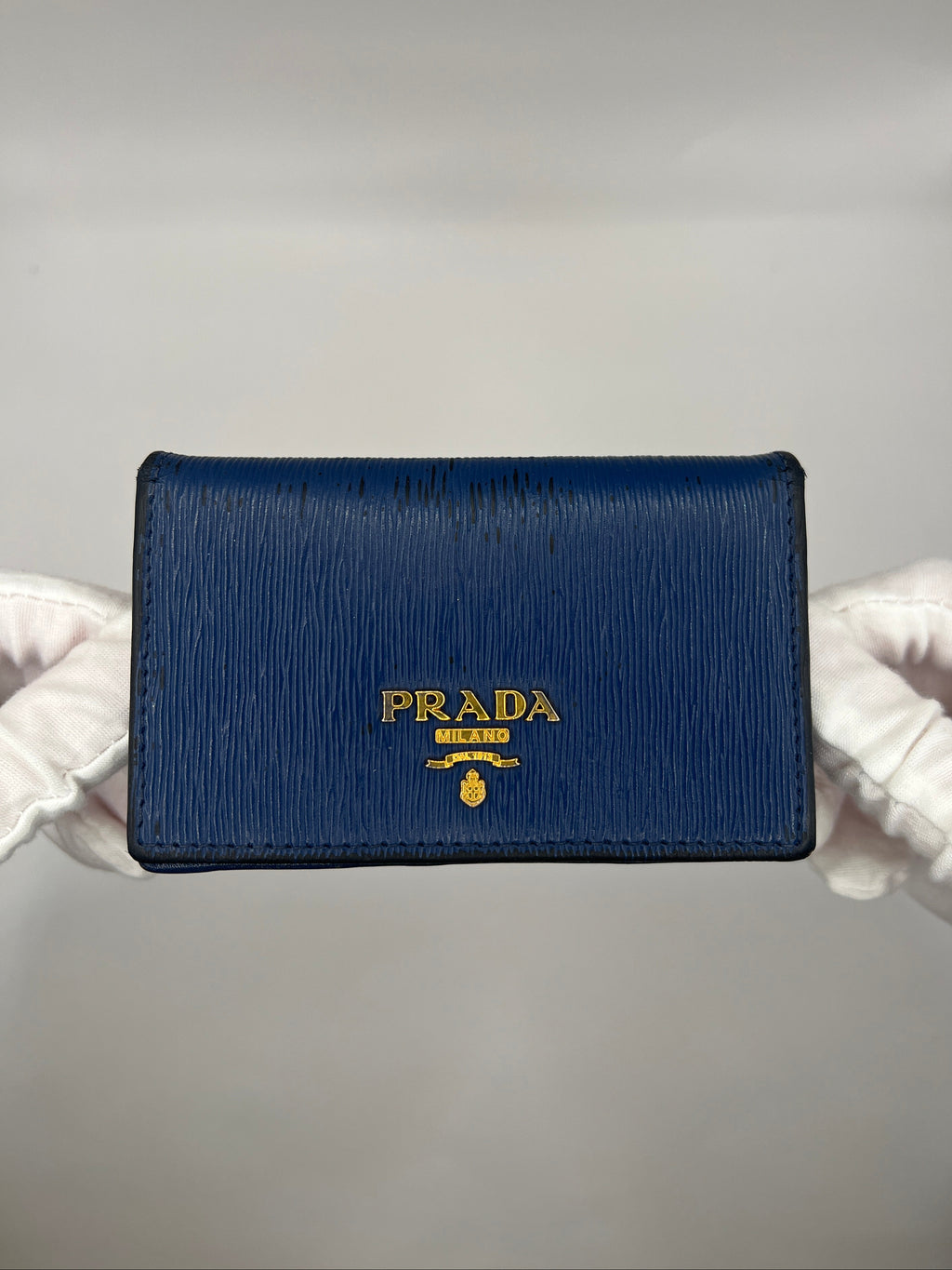 Prada Blue Saffiano Leather Card Holder/Wallet
