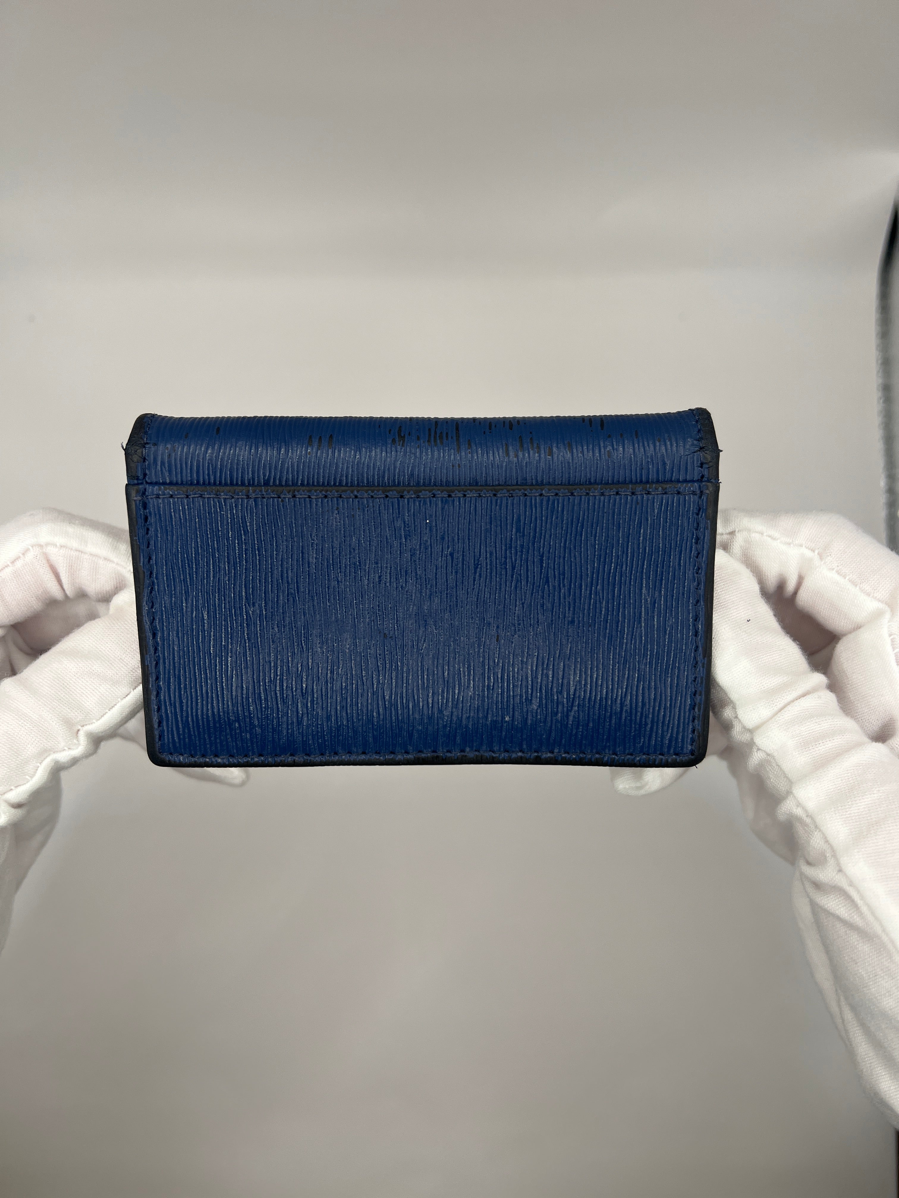 Prada Blue Saffiano Leather Card Holder/Wallet