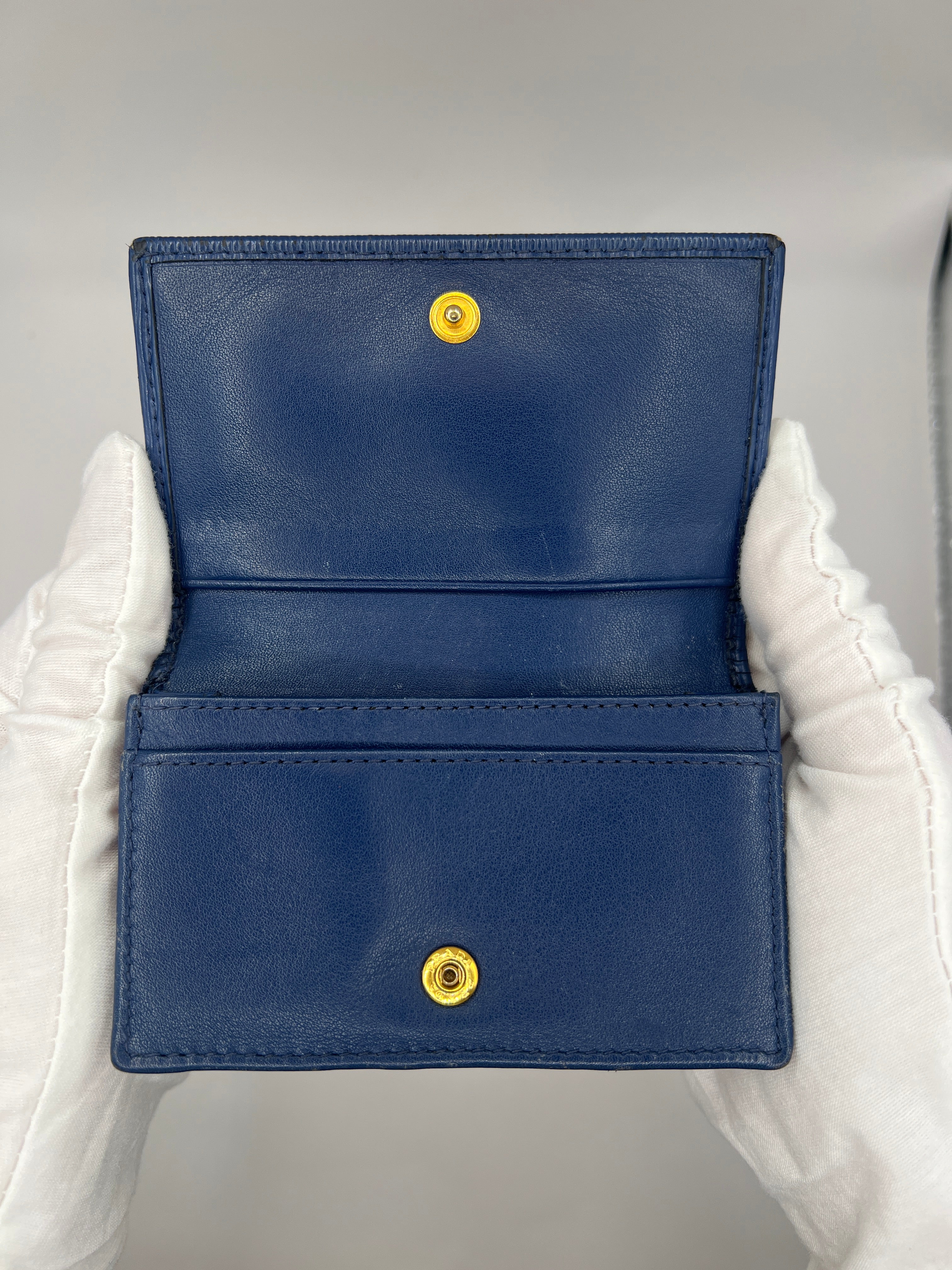 Prada Blue Saffiano Leather Card Holder/Wallet