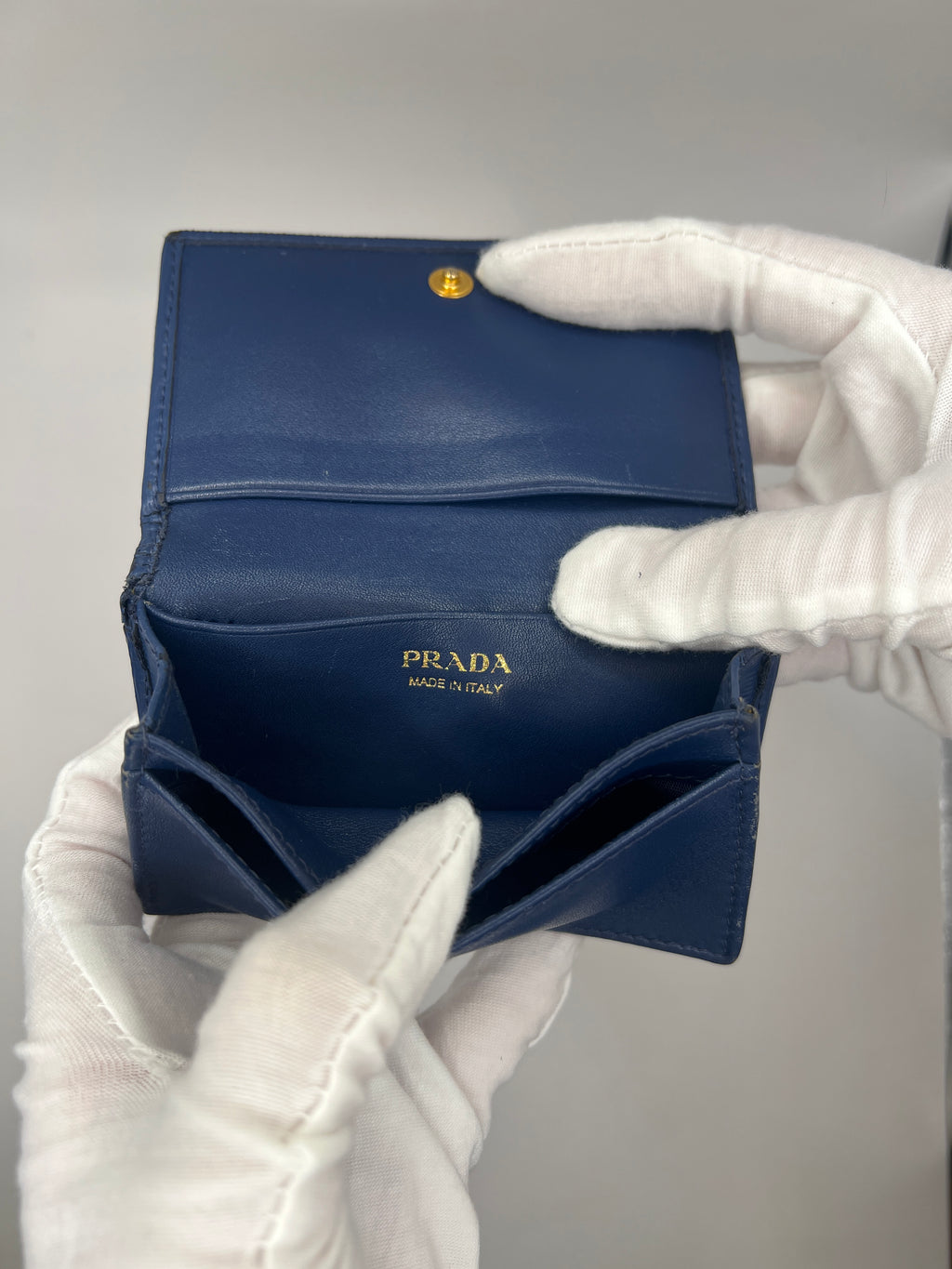 Prada Blue Saffiano Leather Card Holder/Wallet