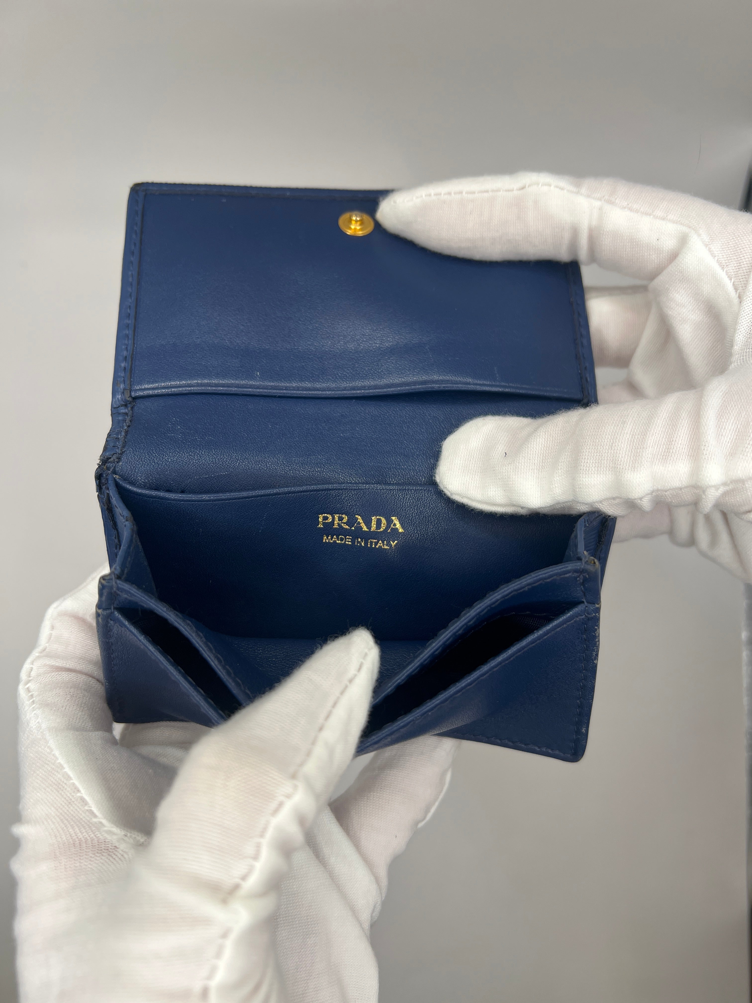 Prada Blue Saffiano Leather Card Holder/Wallet