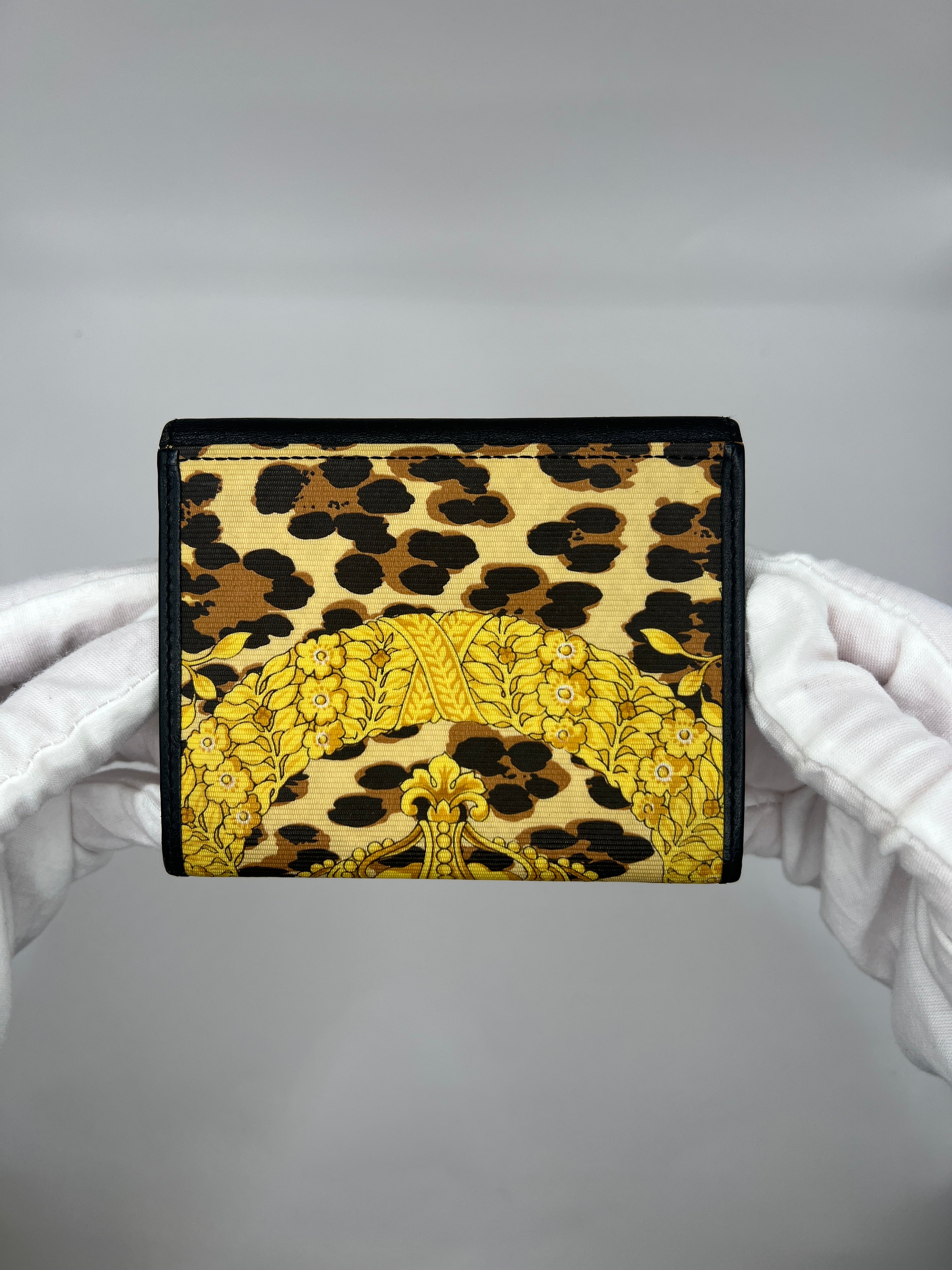 Versace Vintage Baroque Leopard Crown Tri-Fold Wallet