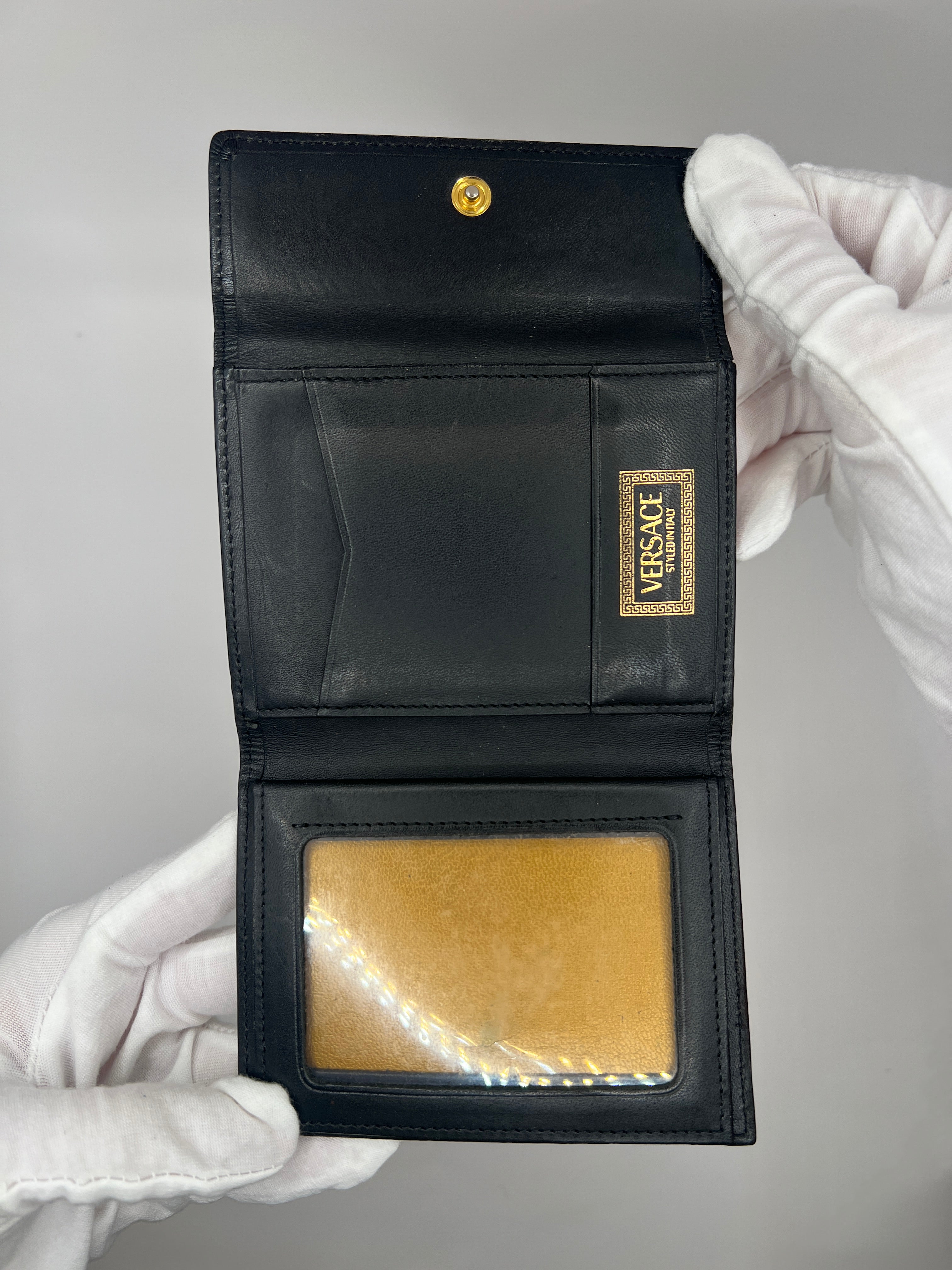 Versace Vintage Baroque Leopard Crown Tri-Fold Wallet