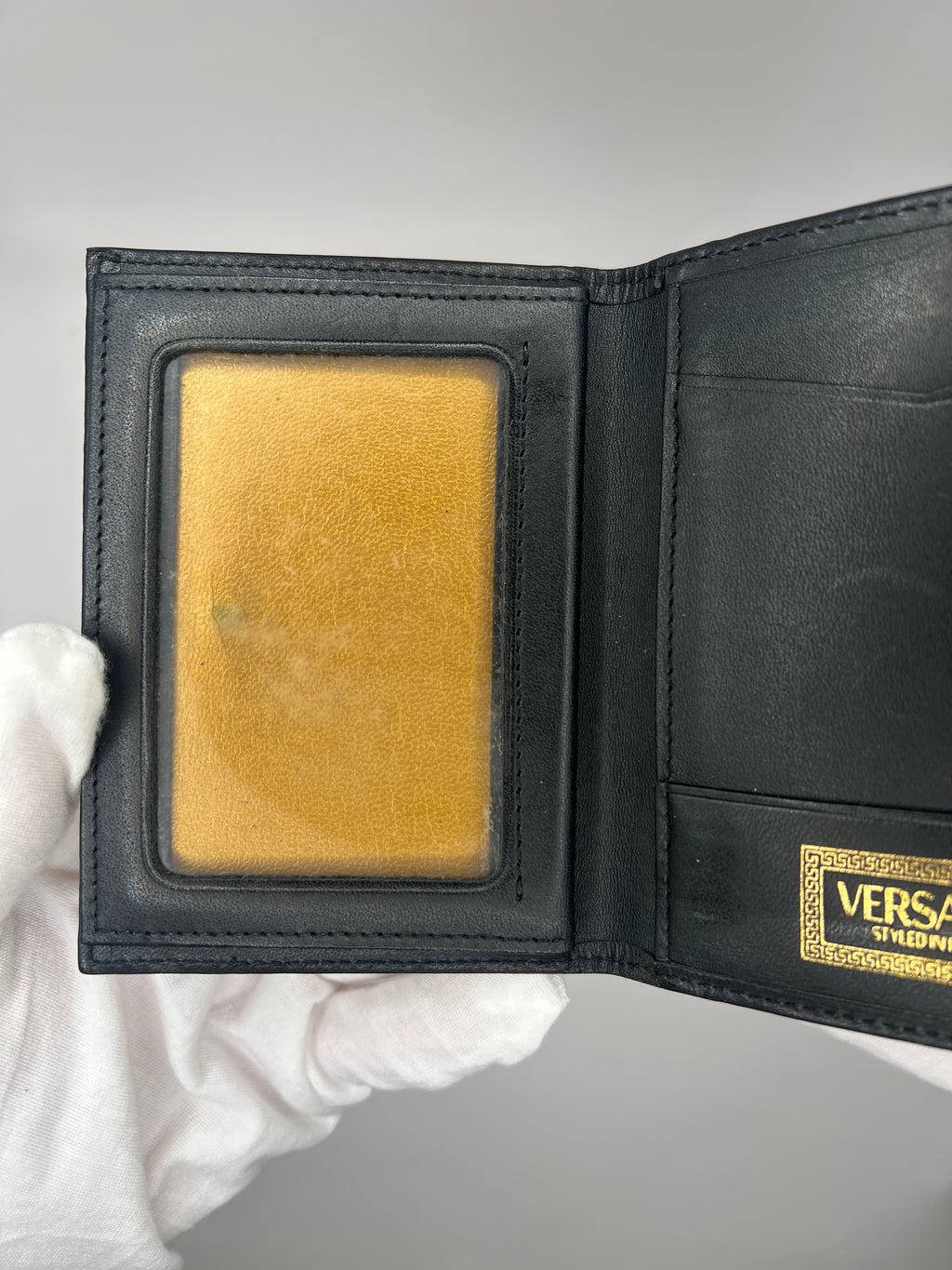 Versace Vintage Baroque Leopard Crown Tri-Fold Wallet