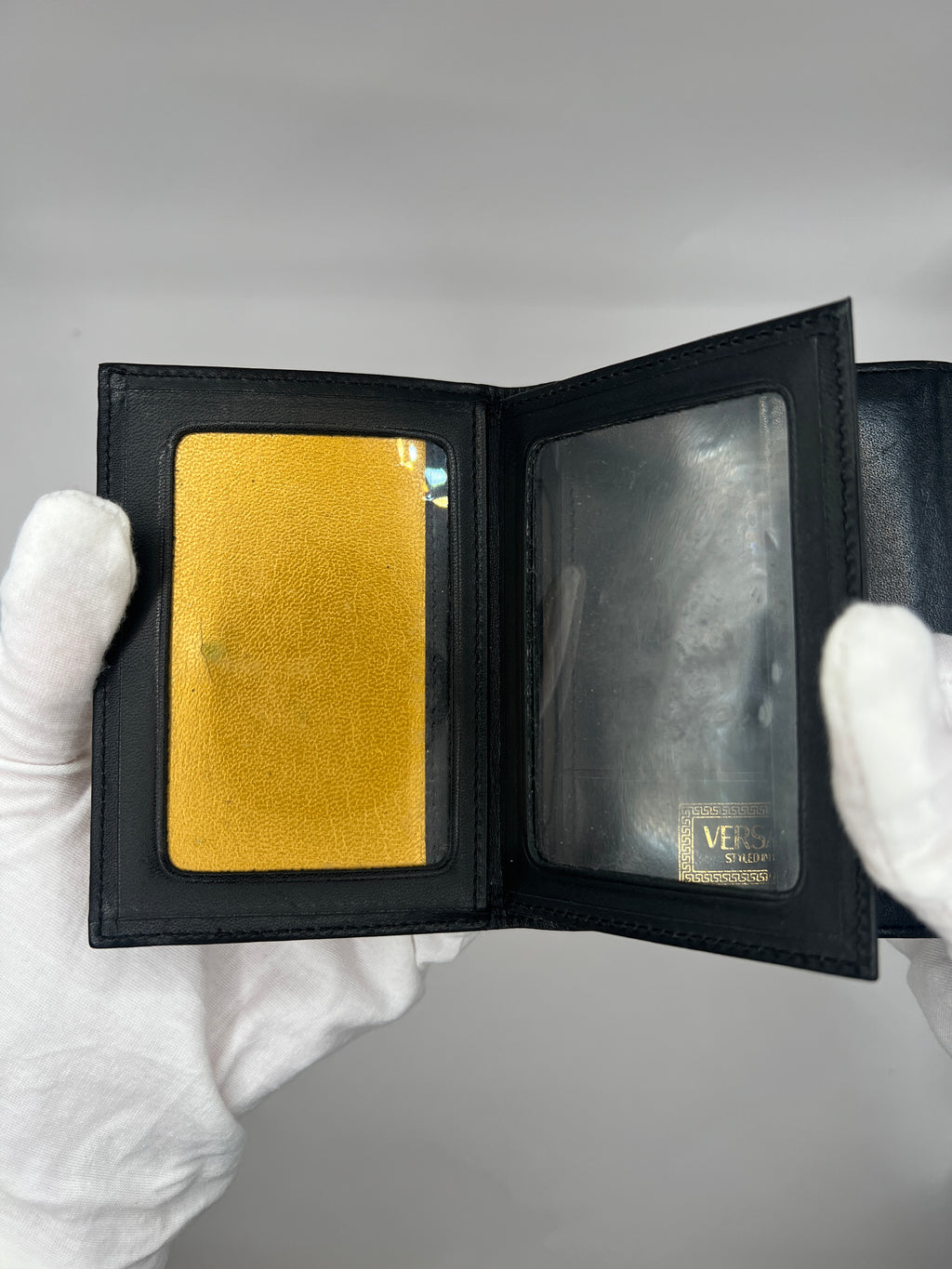 Versace Vintage Baroque Leopard Crown Tri-Fold Wallet