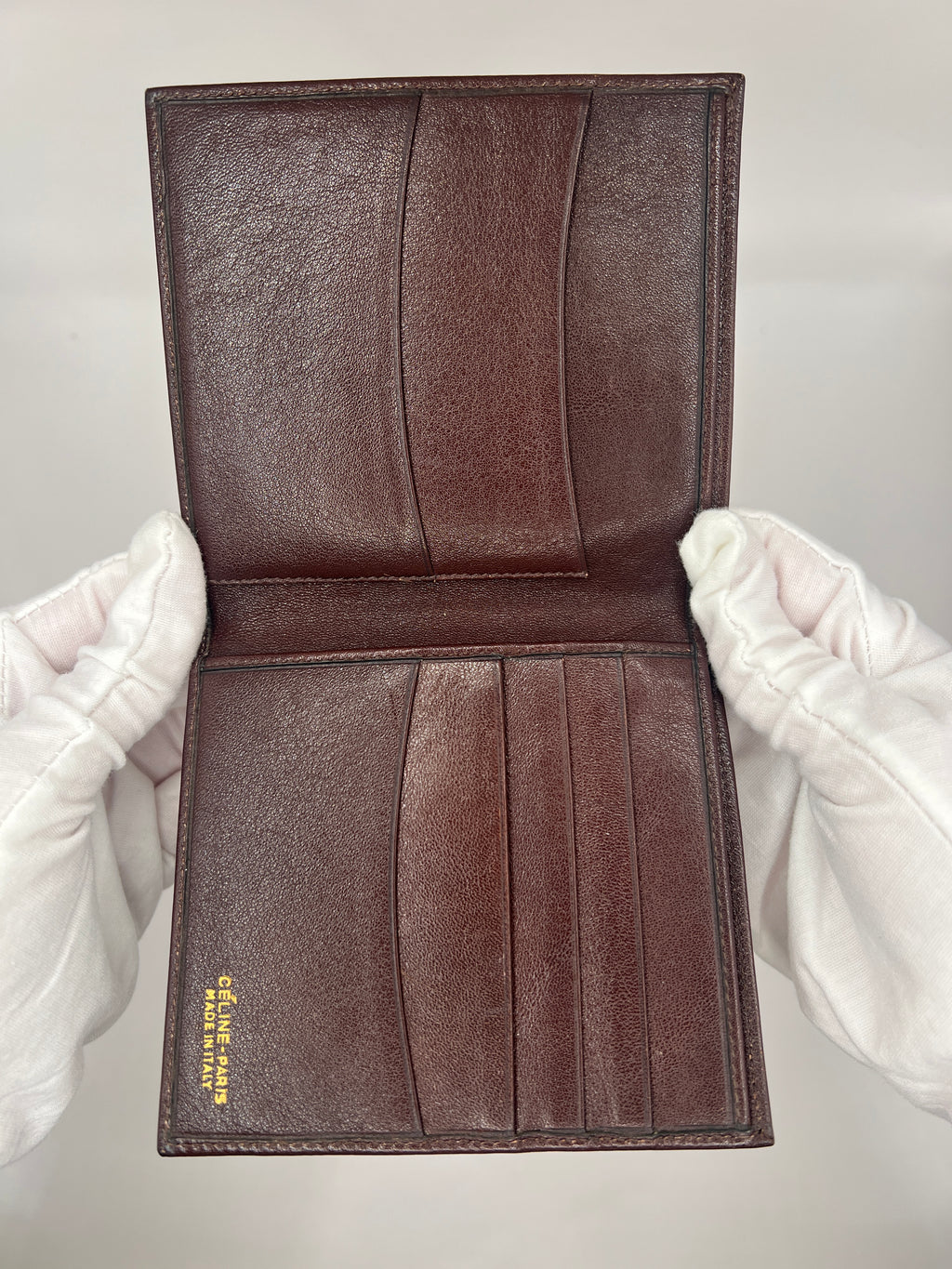 CÉLINE Carriage Logo Bifold Wallet – Brown Leather