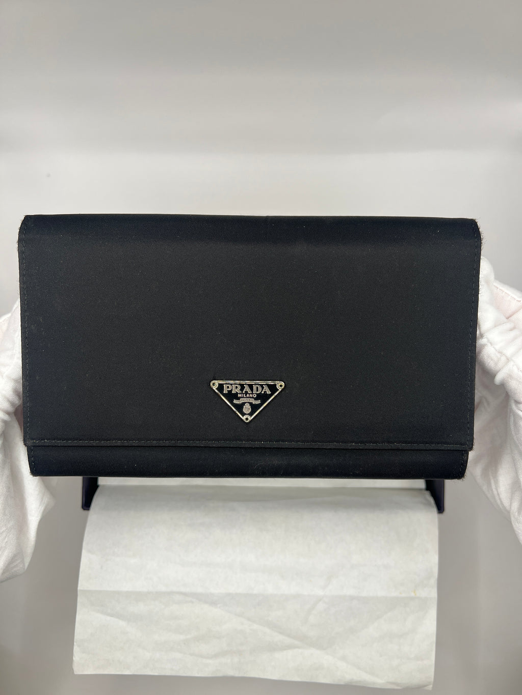 Prada Black Nylon Chain Wallet