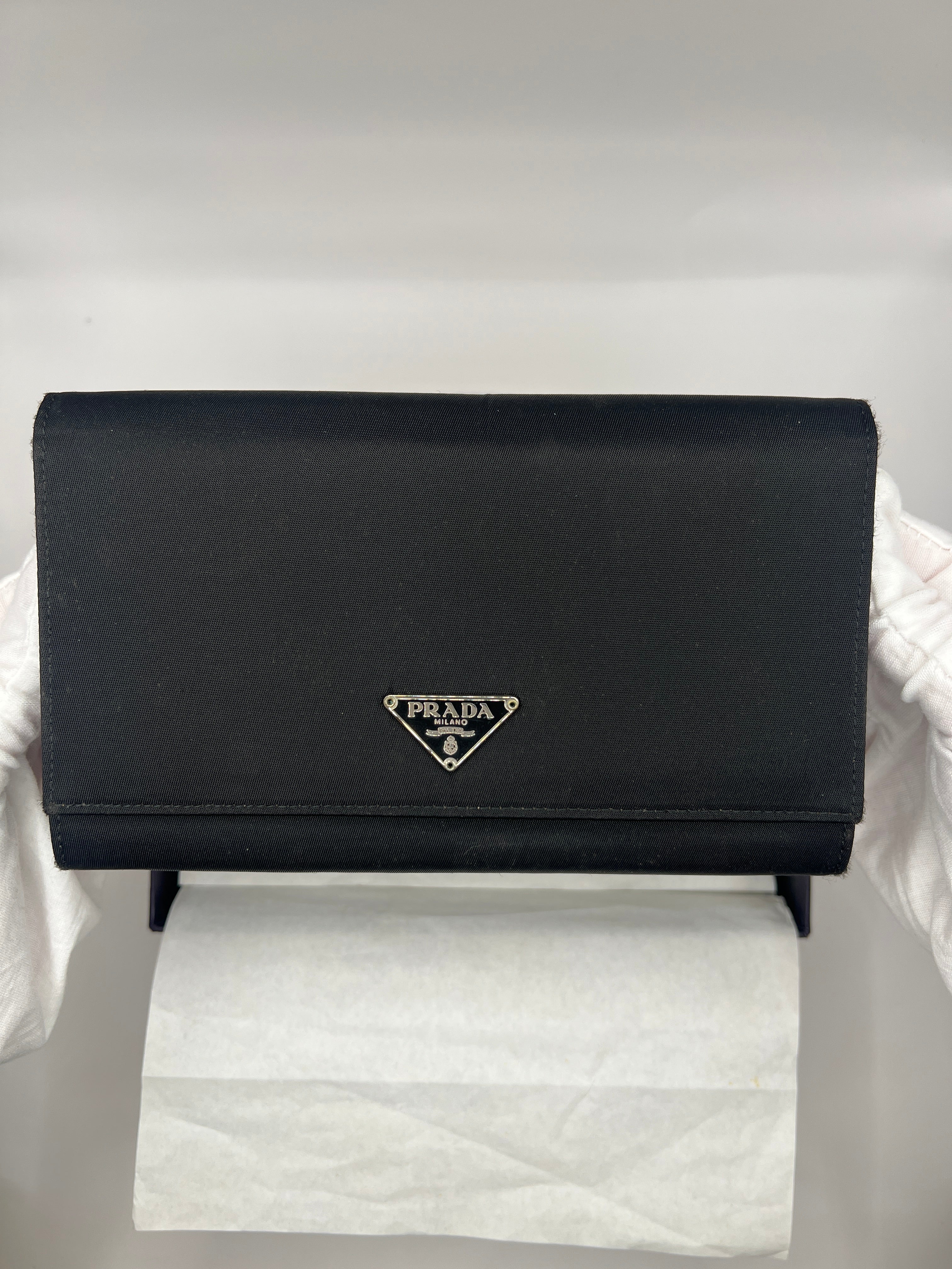 Prada Black Nylon Chain Wallet