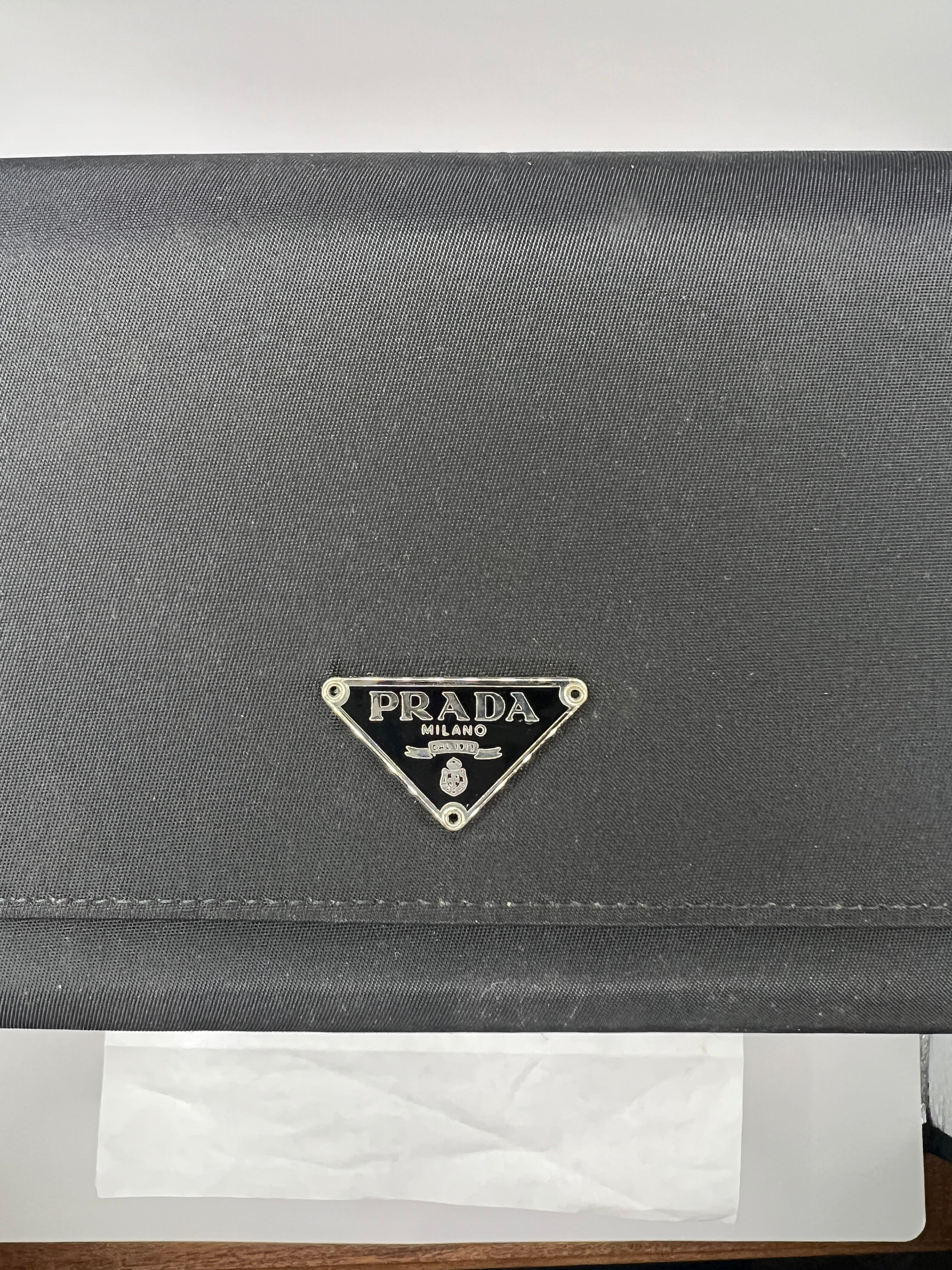 Prada Black Nylon Chain Wallet