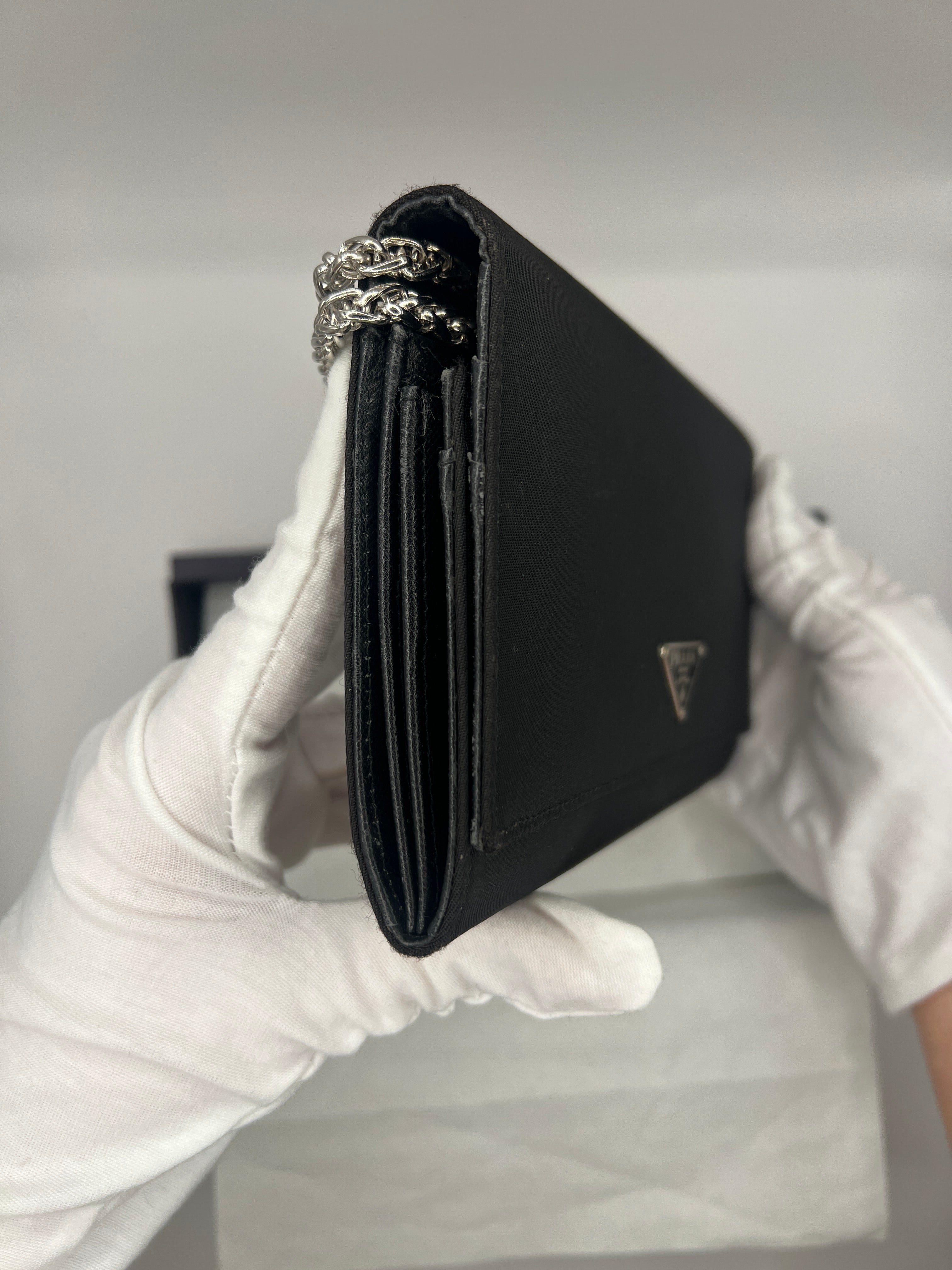 Prada Black Nylon Chain Wallet