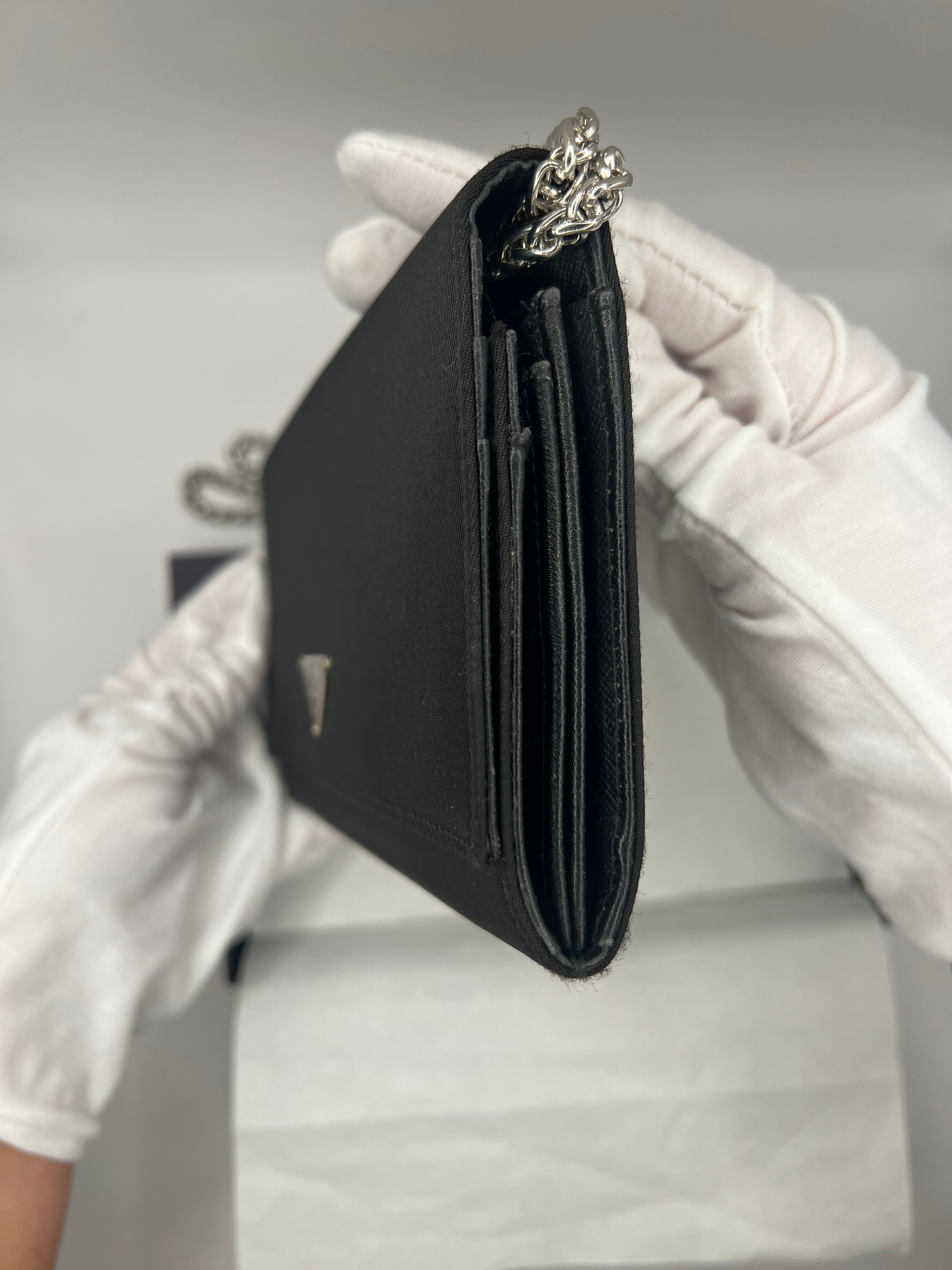 Prada Black Nylon Chain Wallet