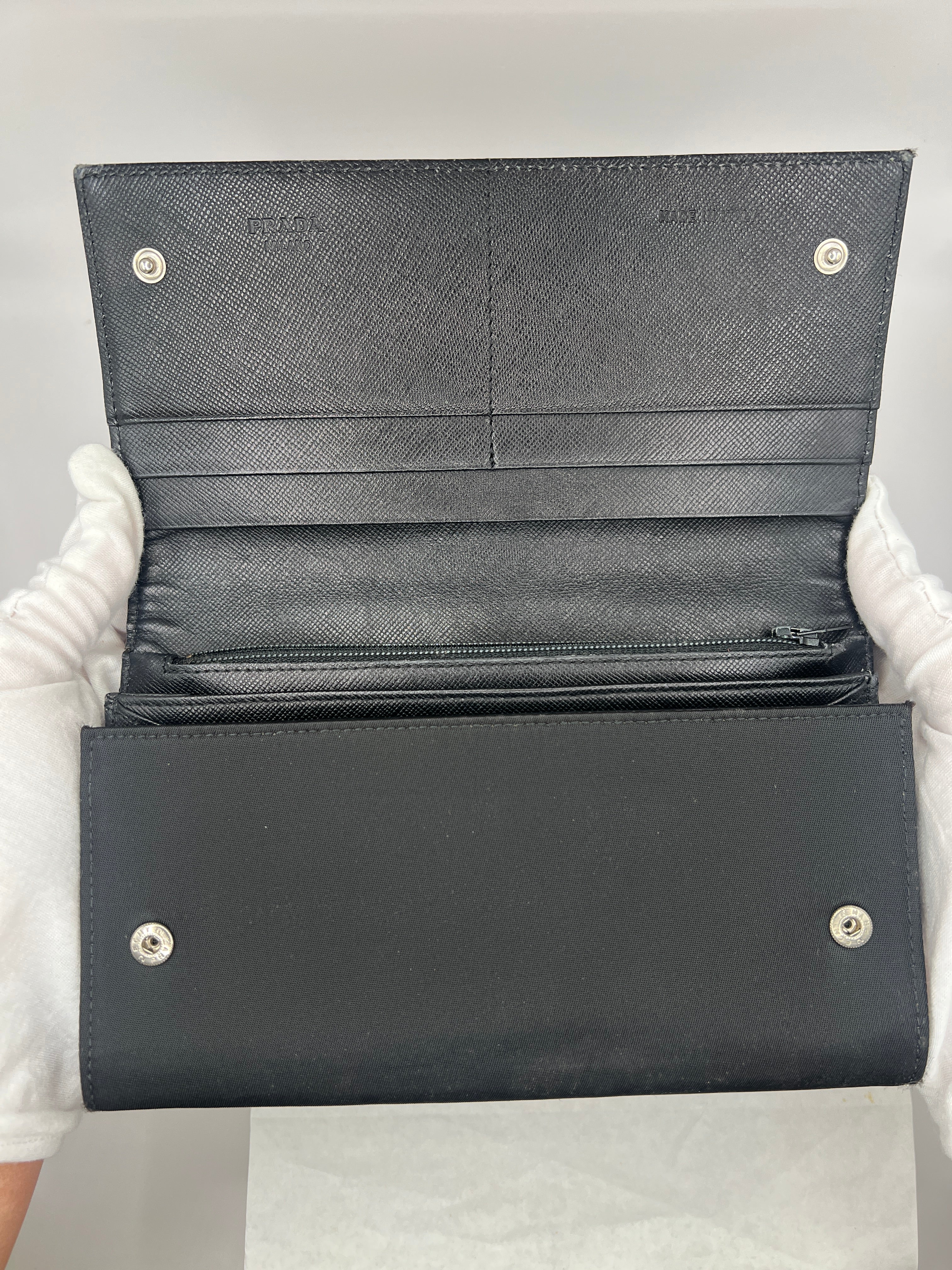 Prada Black Nylon Chain Wallet