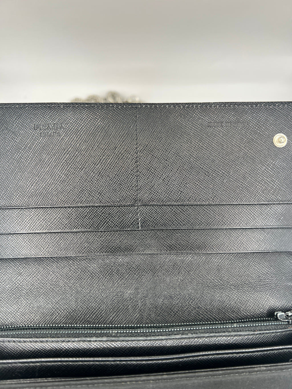 Prada Black Nylon Chain Wallet