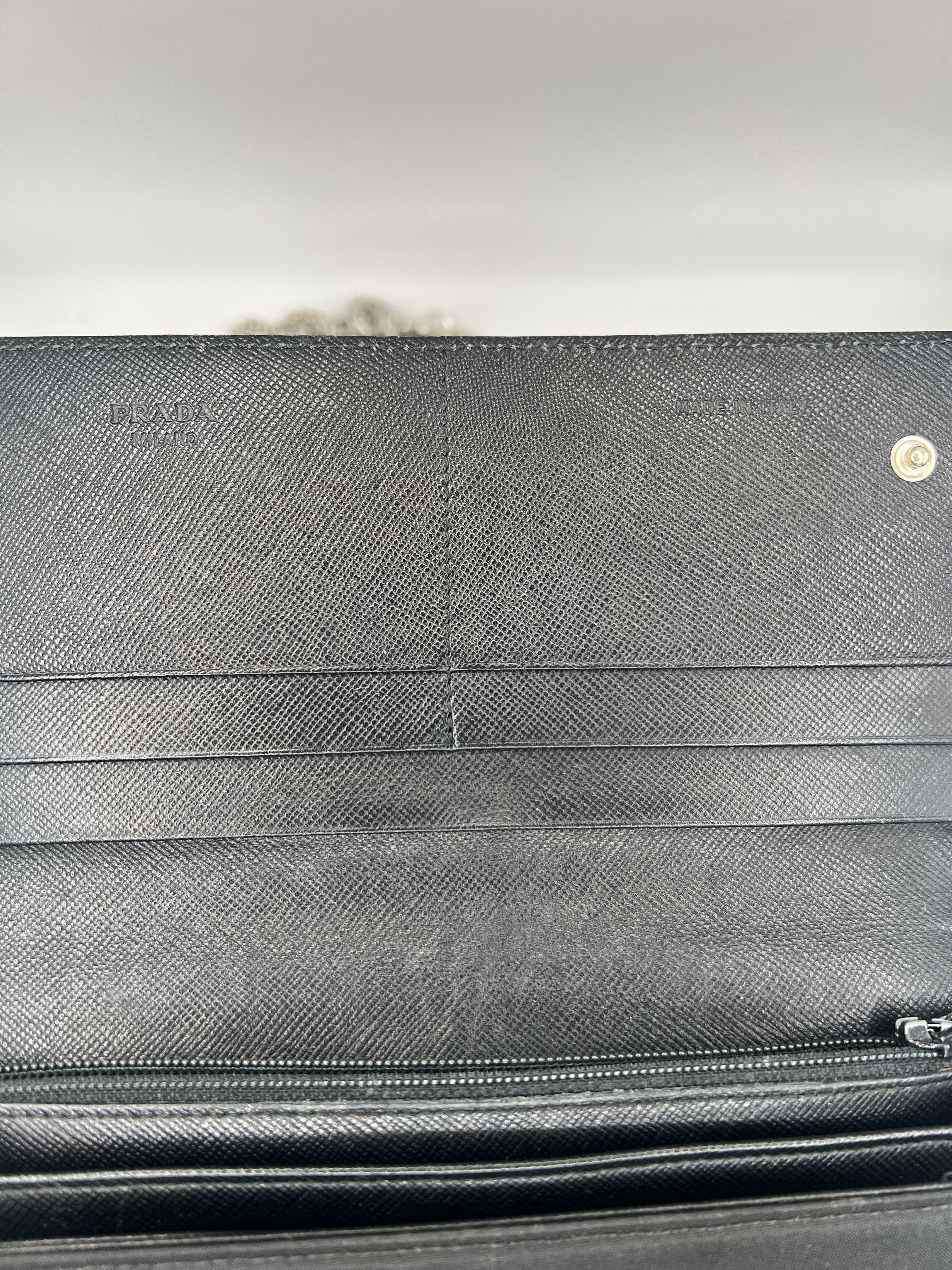 Prada Black Nylon Chain Wallet
