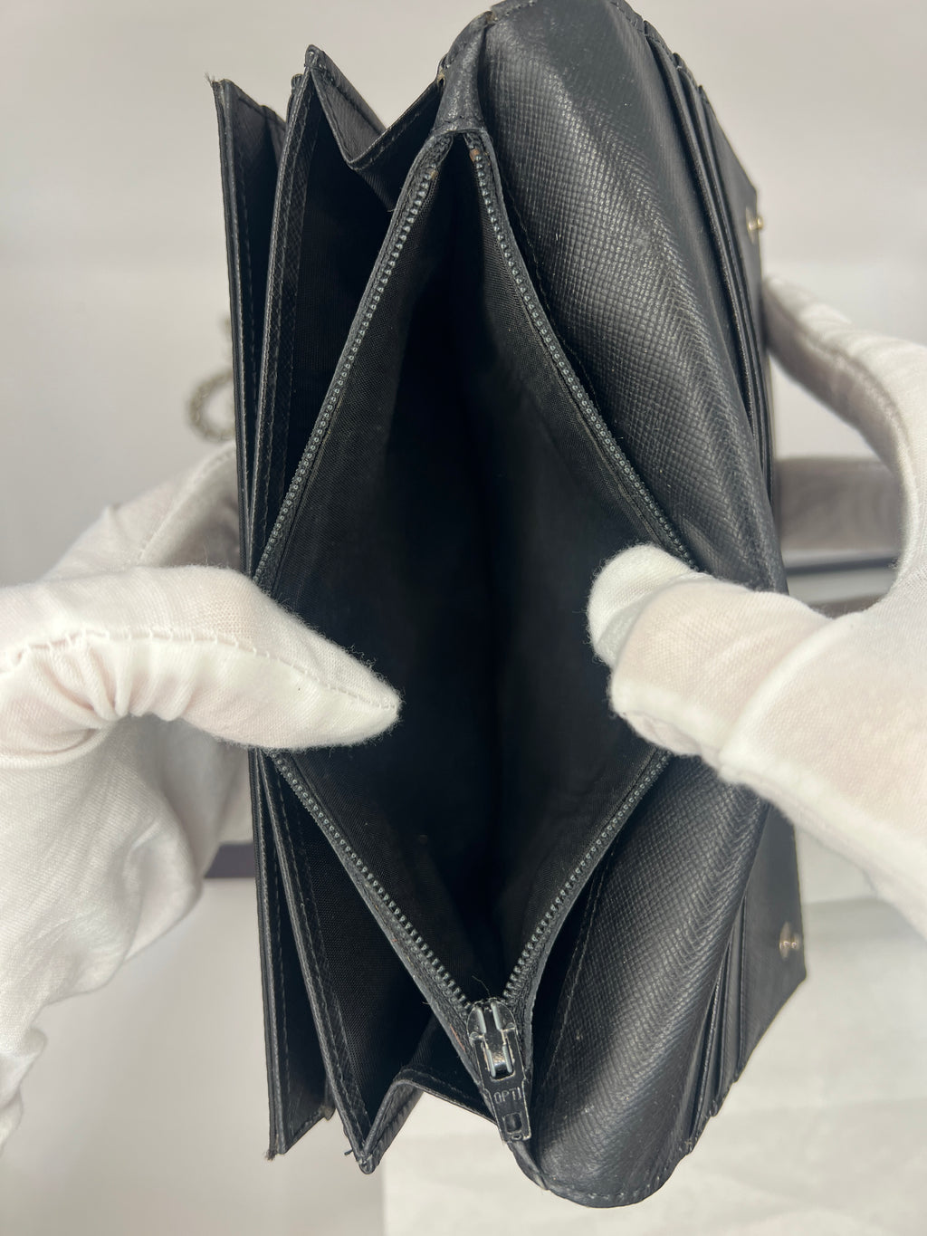 Prada Black Nylon Chain Wallet