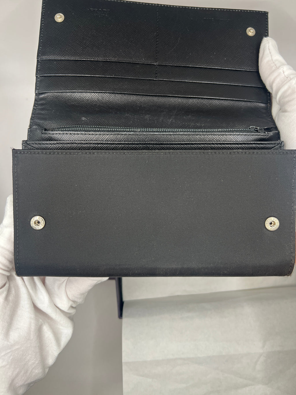 Prada Black Nylon Chain Wallet